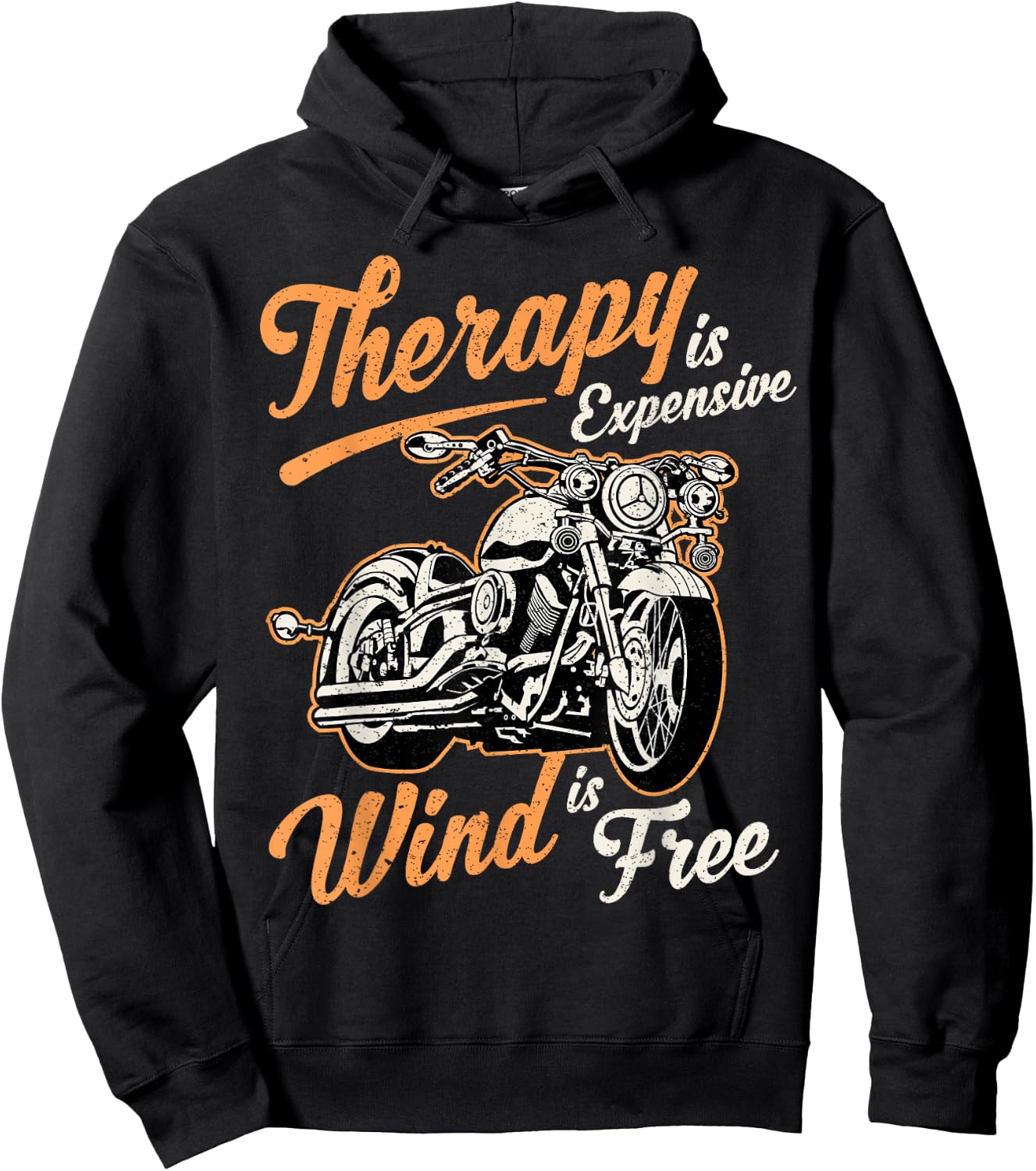 Therapy Is Expensive Wind Is Free funny sarcastic biker Hoodie - Hoodie | Black