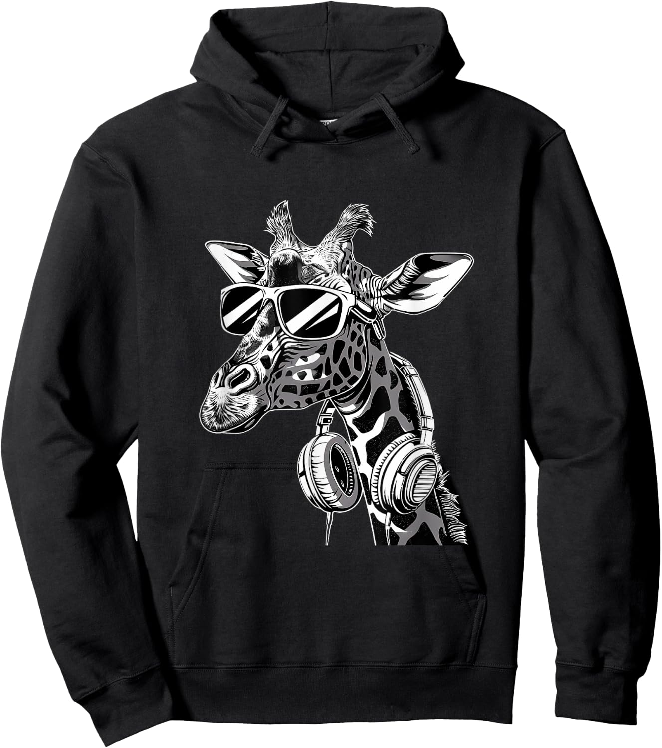 DJ Giraffe Music Headphones Beatmaker Dance Music Techno Hoodie - Hoodie | Black