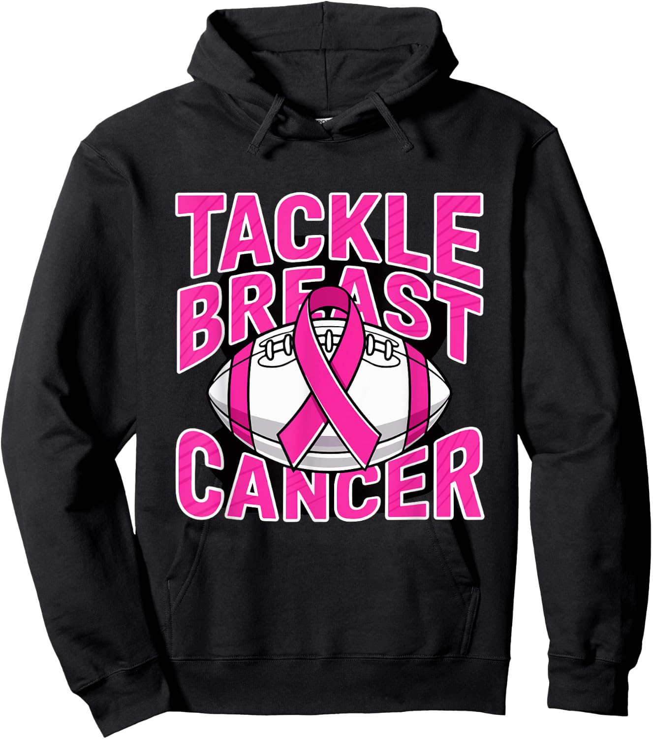 Tackle Breast Cancer Pink Ribbon American Fantasy Football Hoodie - Hoodie | Black