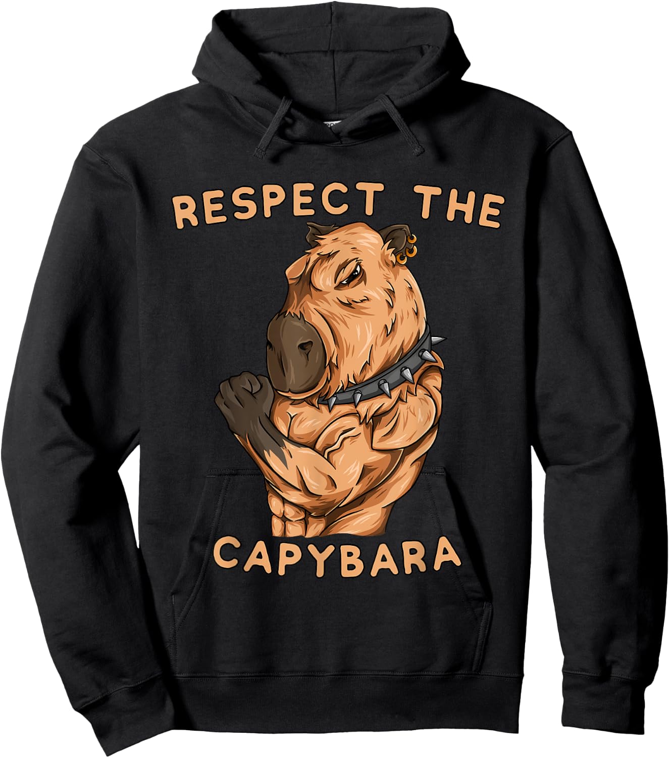 Respect The Capybara - Funny Fitness Bodybuilder Rodent Hoodie - Hoodie | Black