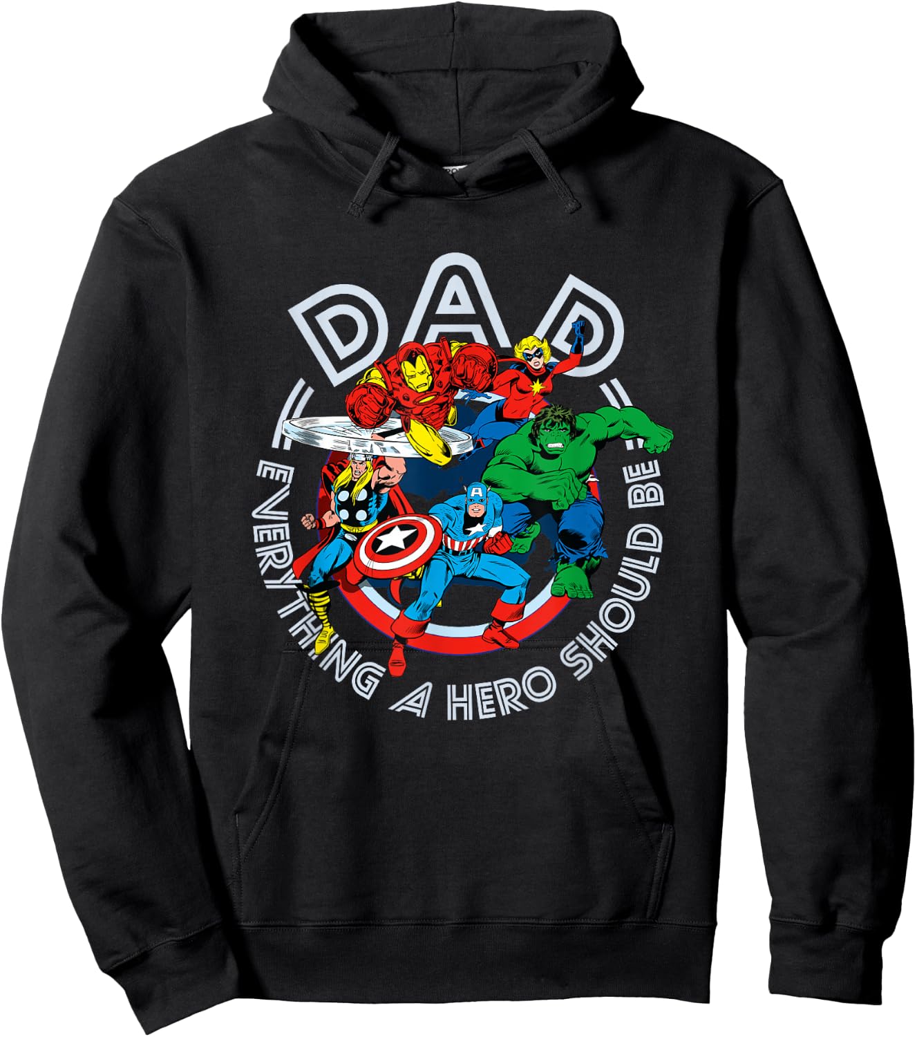 Marvel Comics Retro Classic Father's Day Avengers Hero Dad Hoodie - Hoodie | Black
