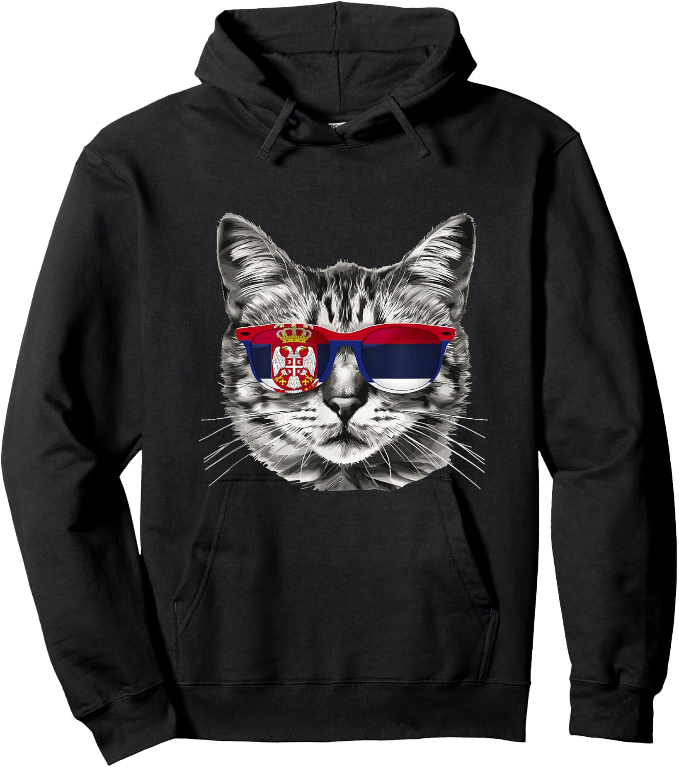 Serbian Flag Cat Owner Souvenirs Products Kitten Serbia Hoodie - Hoodie | Black