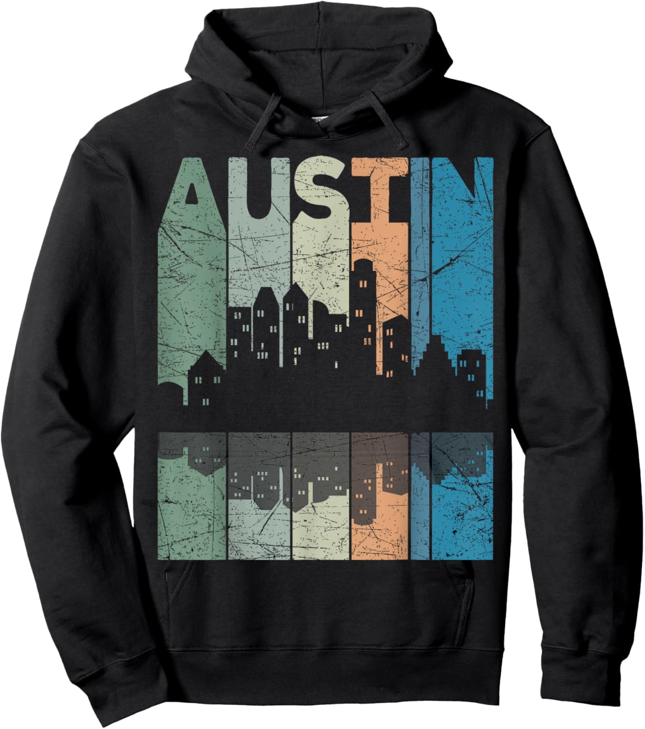 Austin Vintage Austin Texas Retro Austin Skyline Hoodie - Hoodie | Black
