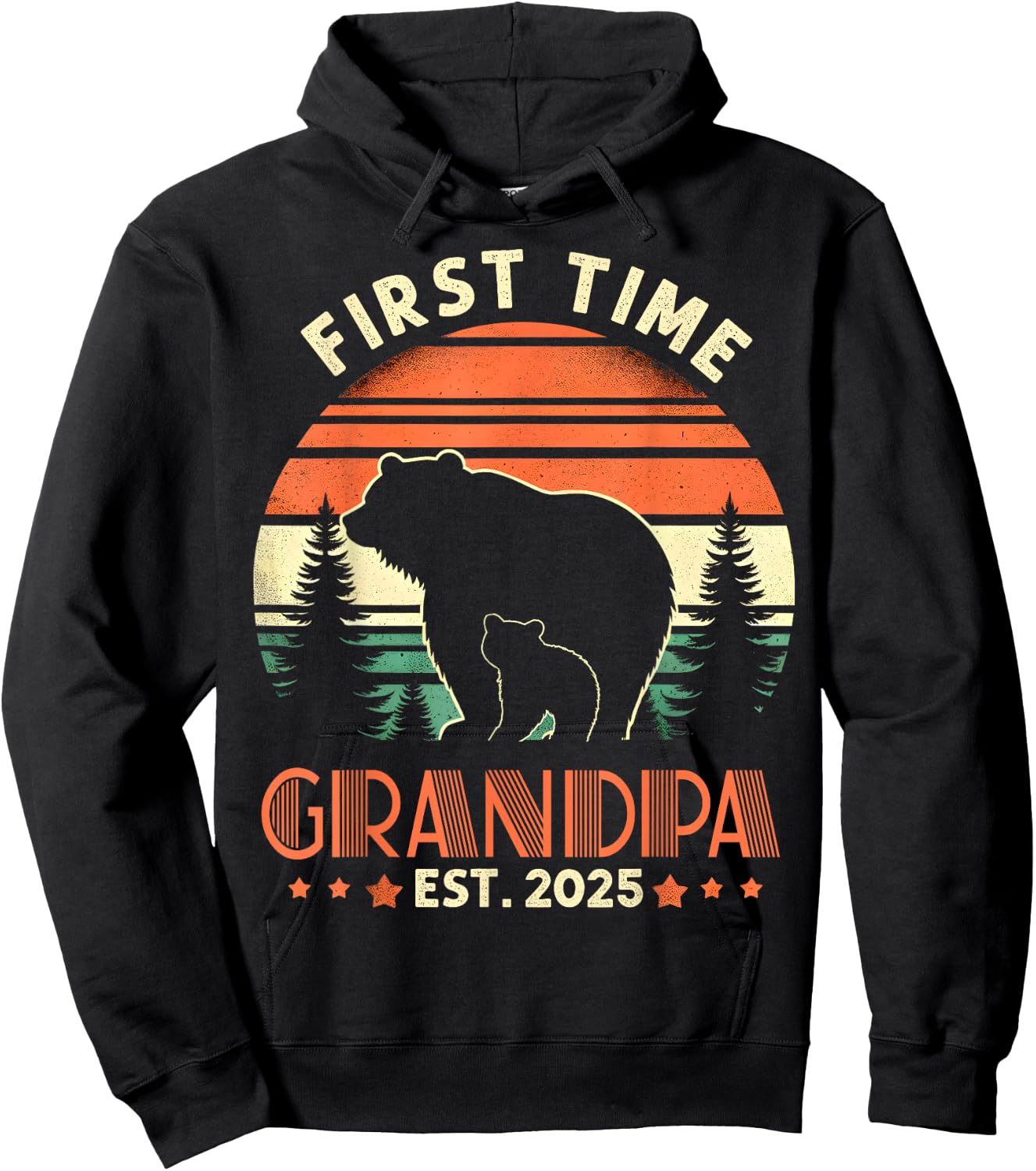 First Time Grandpa Est 2025 for New Dad Funny Fathers Day Hoodie - Hoodie | Black