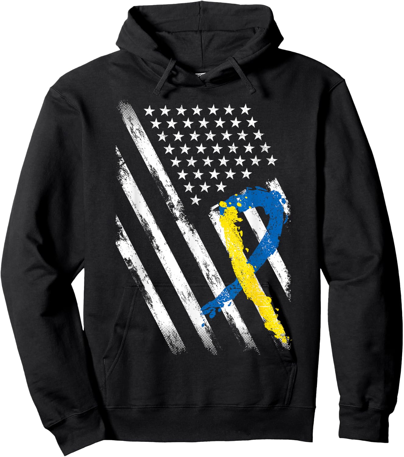USA Flag Down Syndrome Awareness Shirt Dad Mom Down Syndrome Hoodie - Hoodie | Black