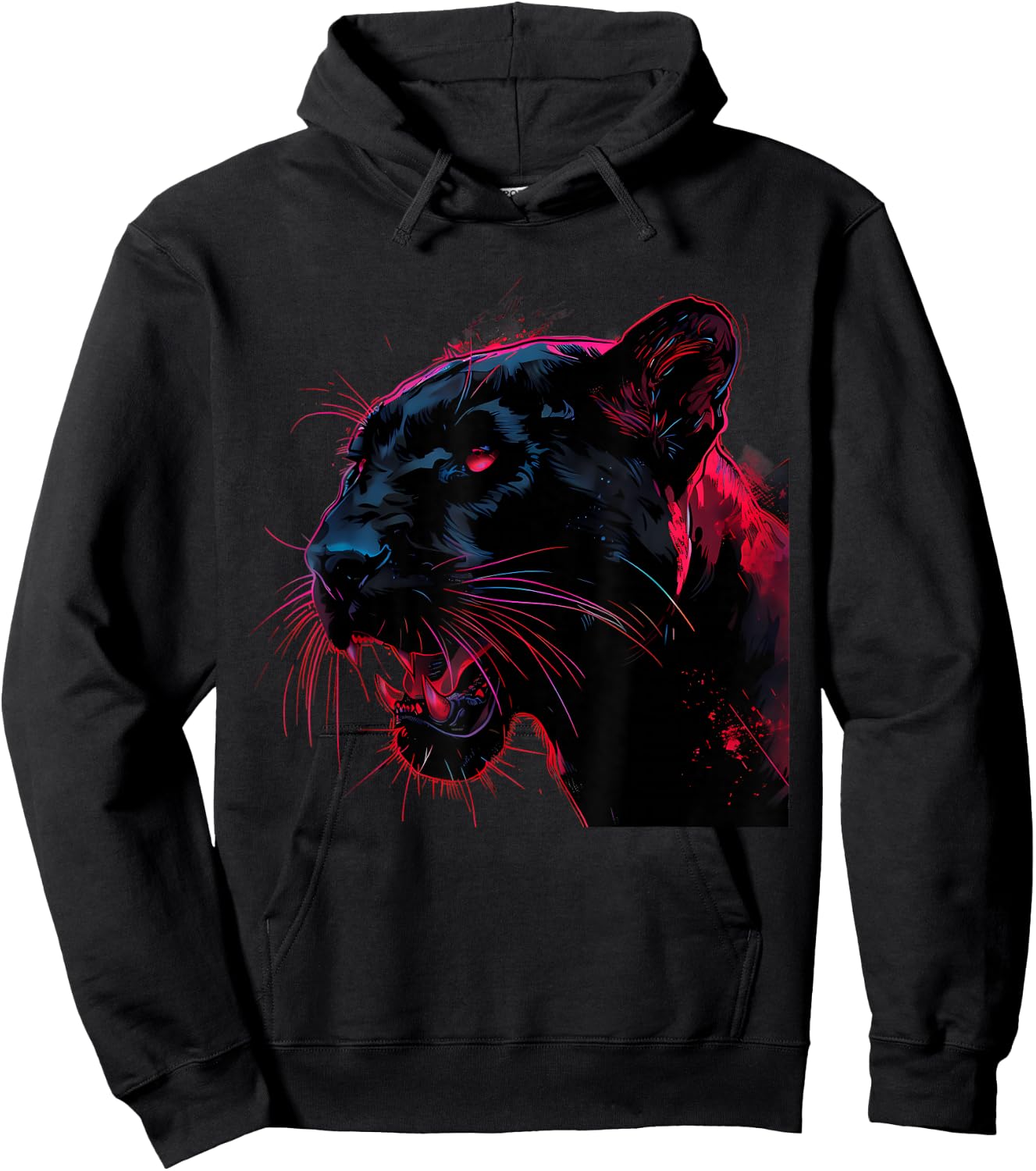 Panther Motif Panther Lover Animal Art Drawing Portrait Hoodie - Hoodie | Black