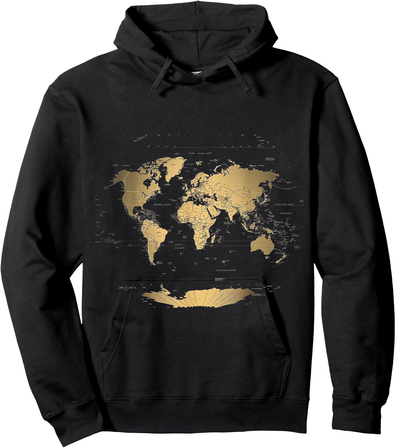 Retro World Map Hoodie - Hoodie | Black