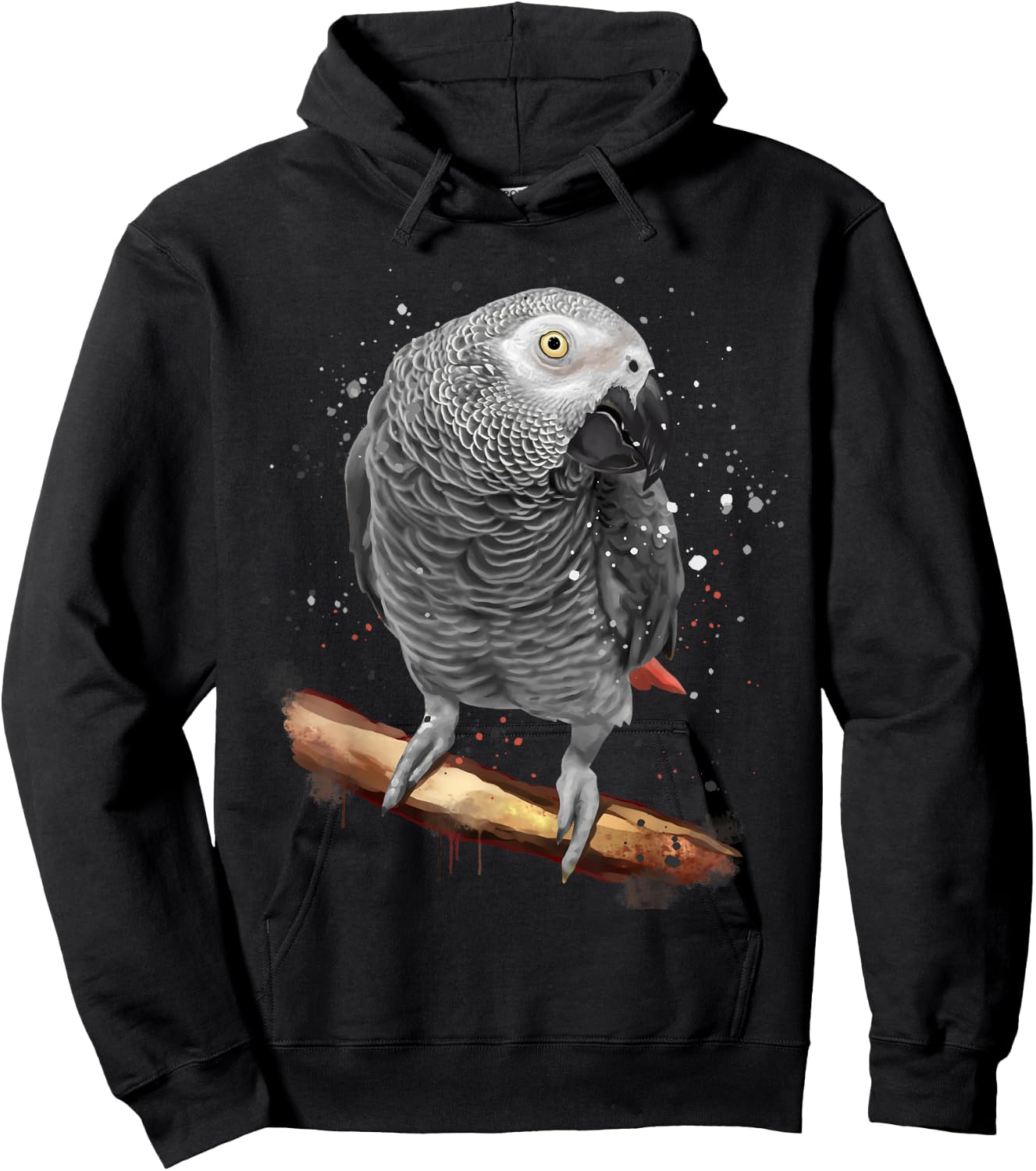 Curious Bird Parrot African Grey Hoodie - Hoodie | Black