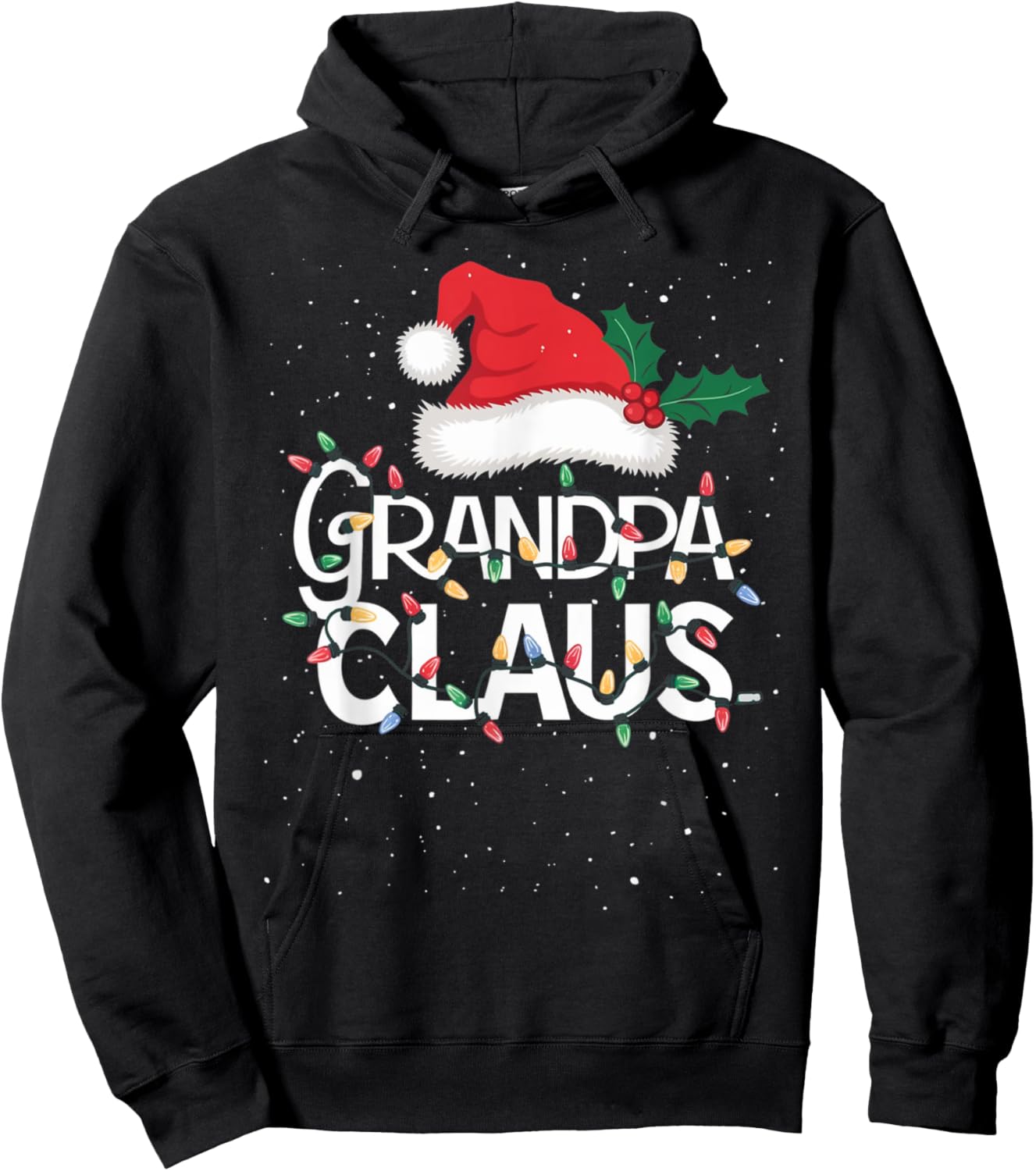 Grandpa Claus Christmas Lights Pajama Family Matching Gifts Hoodie - Hoodie | Black