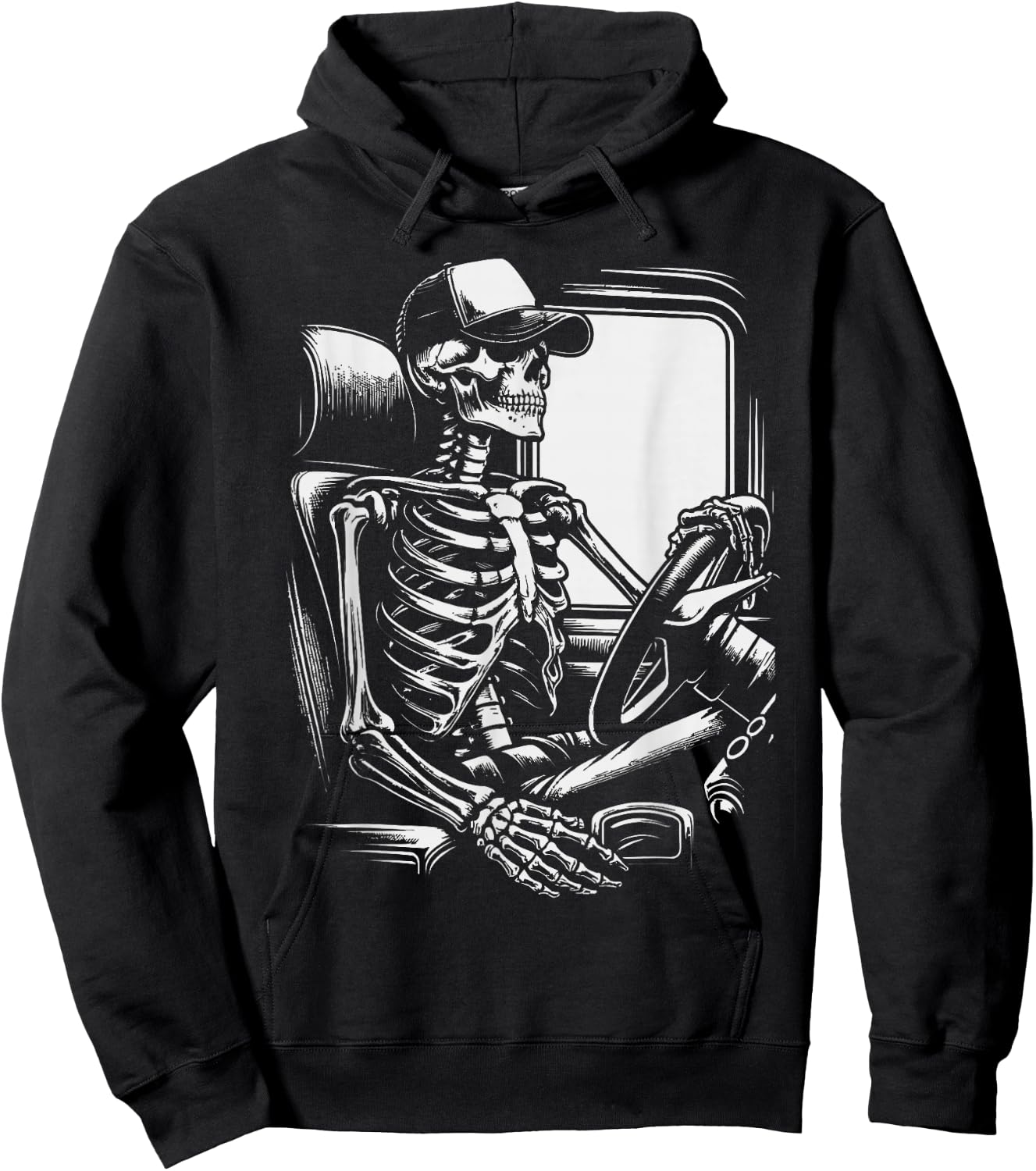 Skeleton Truck Driver Funny Big Trucking truck enthusiasts Hoodie - Hoodie | Black