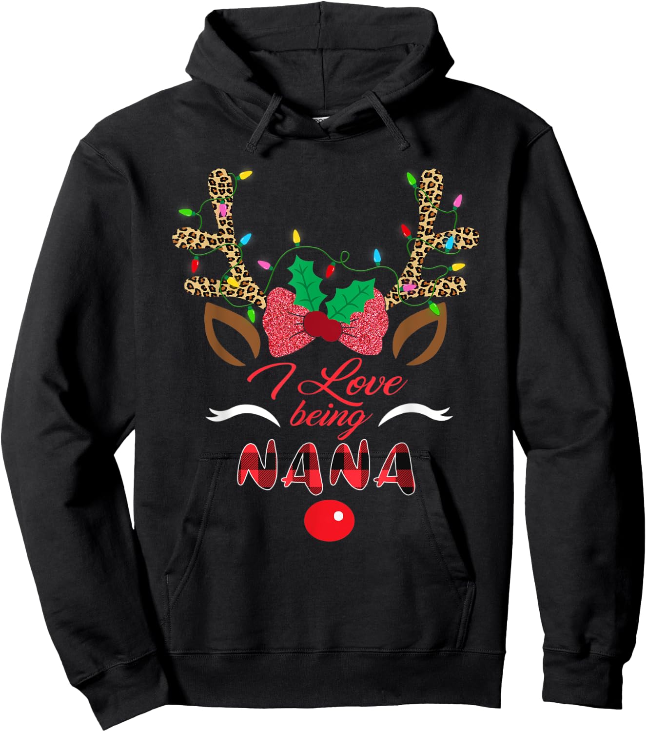 I Love Being Nana Reindeer Christmas Matching Family Gifts Hoodie - Hoodie | Black