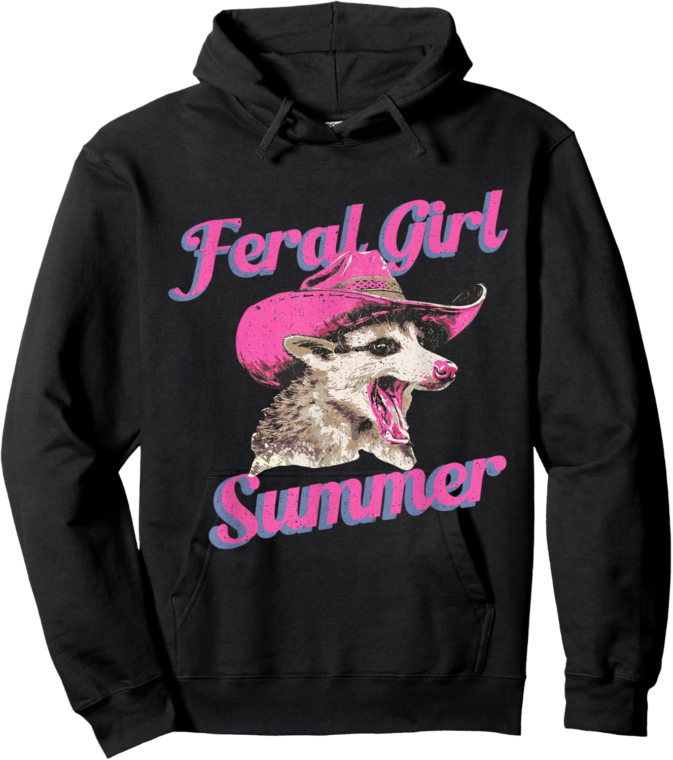 Feral Girl Summer Retro Possum Funny Meme Hoodie - Hoodie | Black