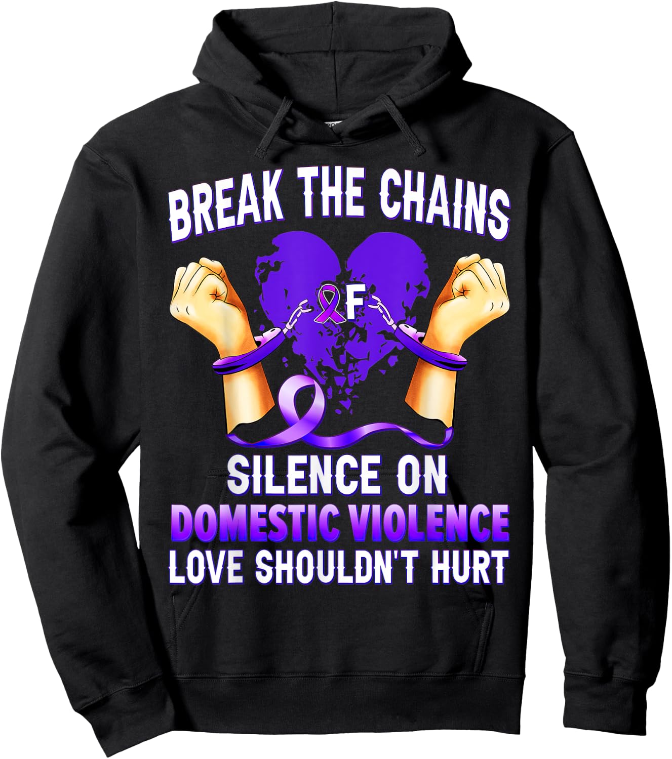 Break The Chains Of Silence On Domestic Violence Awareness Hoodie - Hoodie | Black
