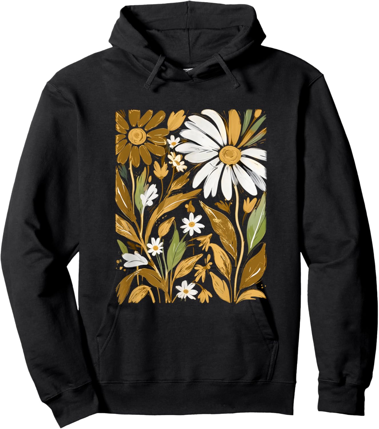 Brown Wildflowers Brown Graphic Hoodie - Hoodie | Black
