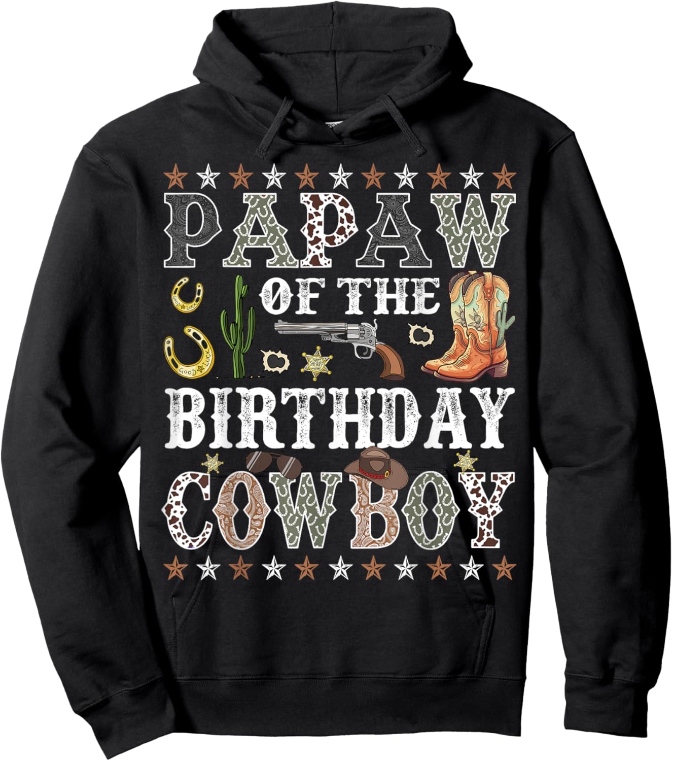 Papaw Of The Birthday Cowboy Rodeo Papaw Hoodie - Hoodie | Black