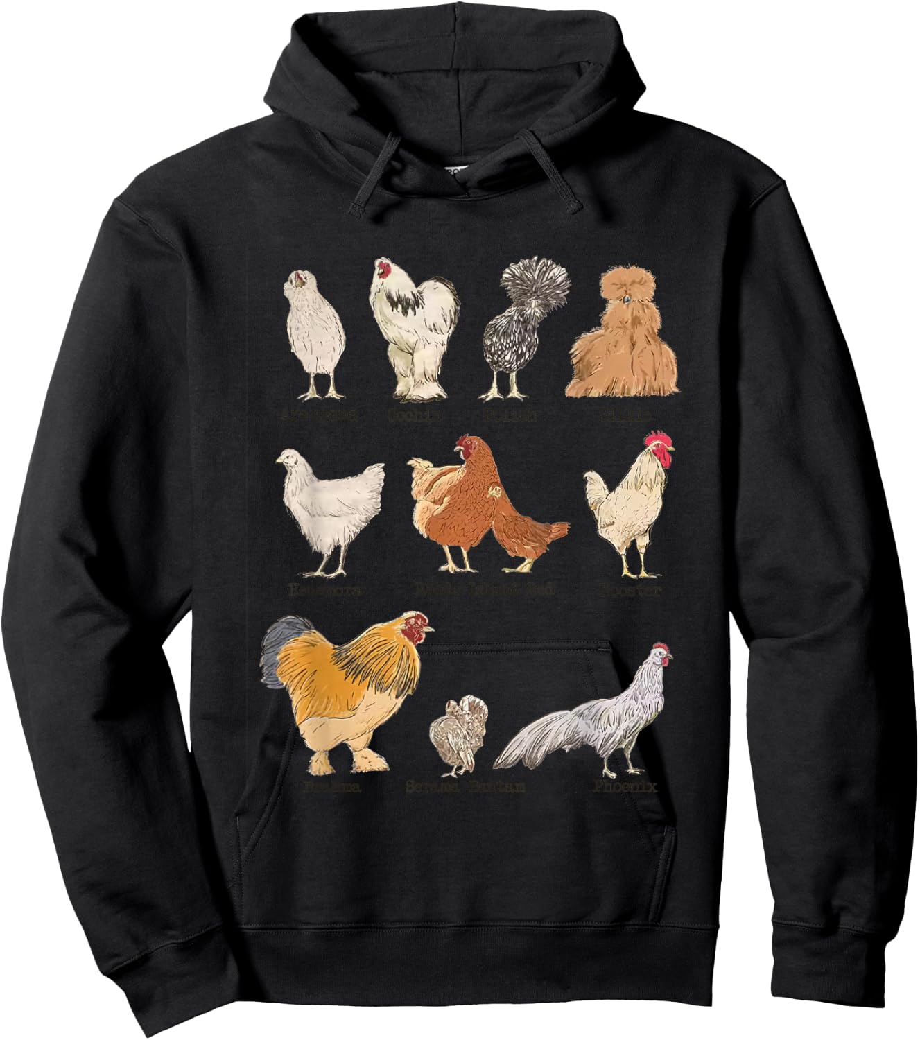 Vintage Chicken Breeds Farm Animals Day Support Local Farmer Hoodie - Hoodie | Black