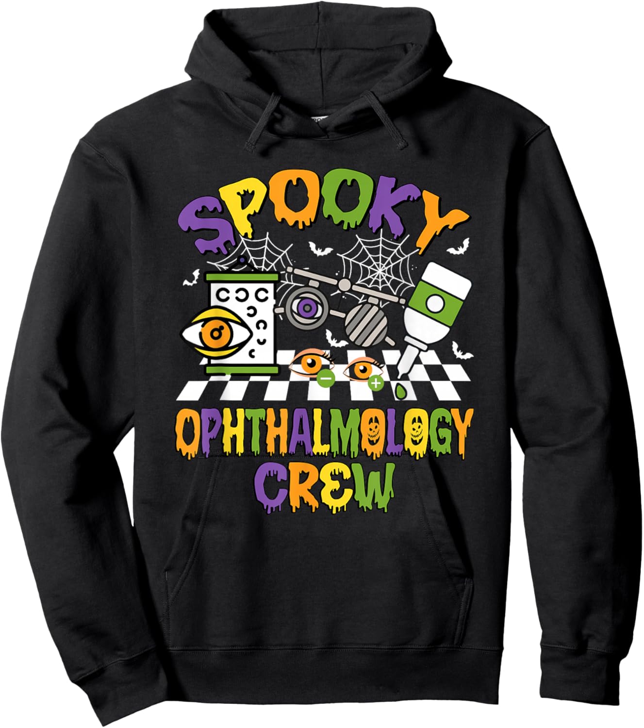 Retro Spooky Ophthalmology Crew Ophthalmologist Halloween Hoodie - Hoodie | Black