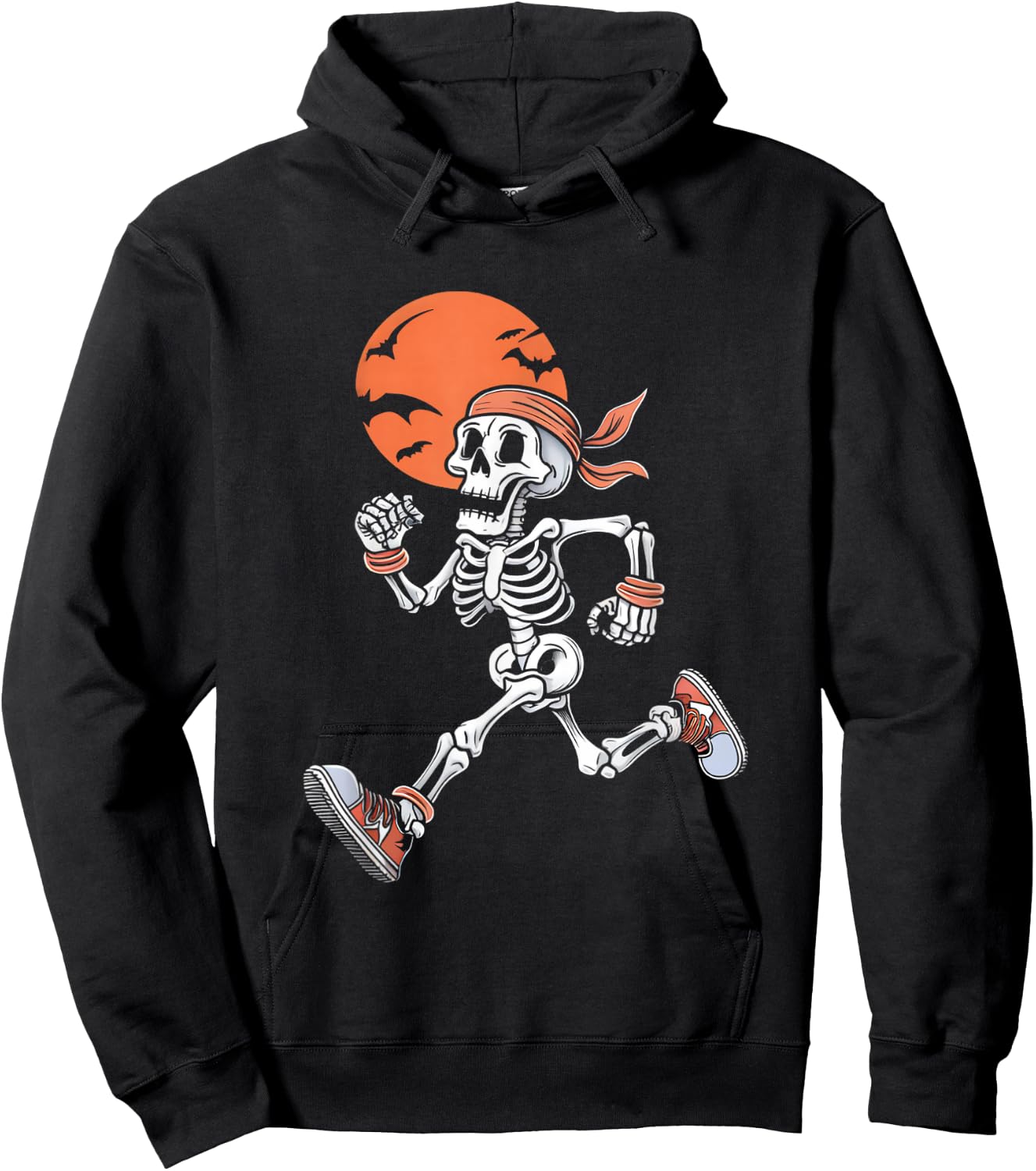 Running Skeleton Funny Halloween Costume Men Women Kids Hoodie - Hoodie | Black