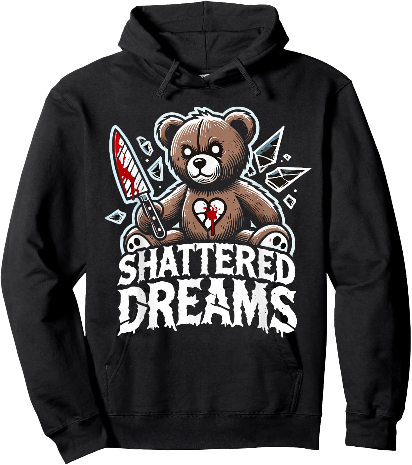 Terrifying Teddy Spooky Plush Horror Teddy Bear Scary Hoodie - Hoodie | Black