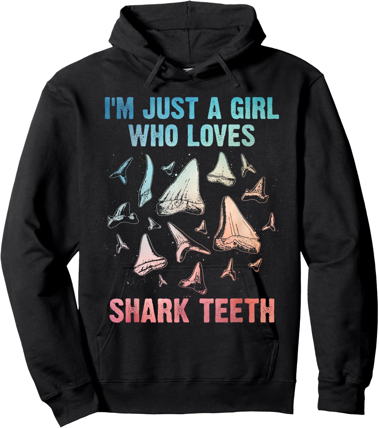 Cool Shark Teeth Art For Girls Women Fossil Megalodon Tooth Hoodie - Hoodie | Black