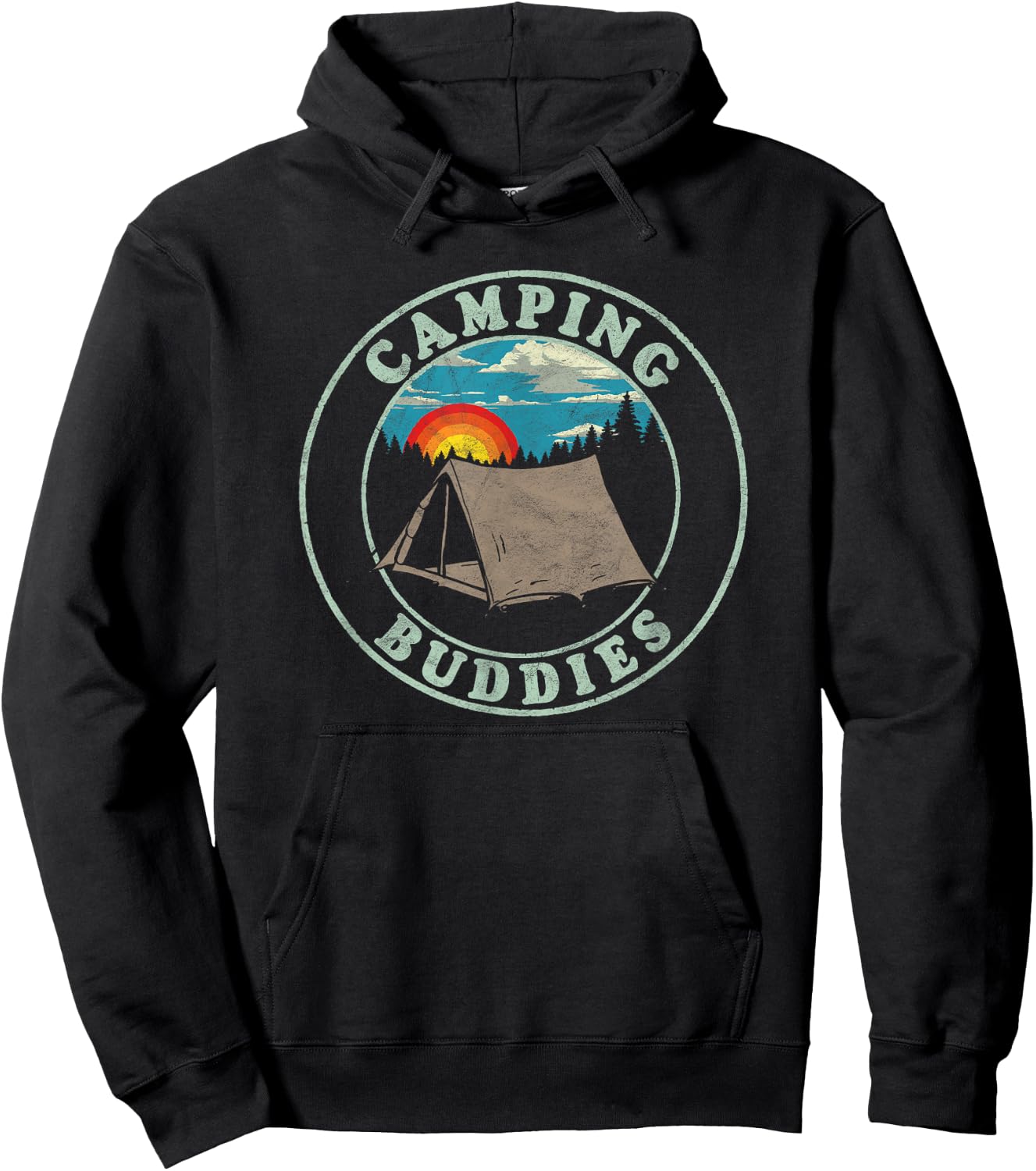 Camping Buddies! Funny Retro Shirt for Camper Friends Hoodie - Hoodie | Black