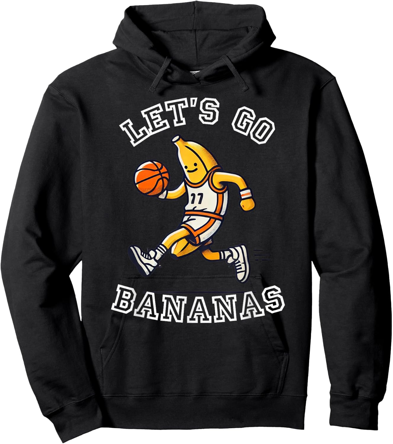 Let's Go Bananas Basketball Player with Funny Banana Graphic Hoodie - Hoodie | Black