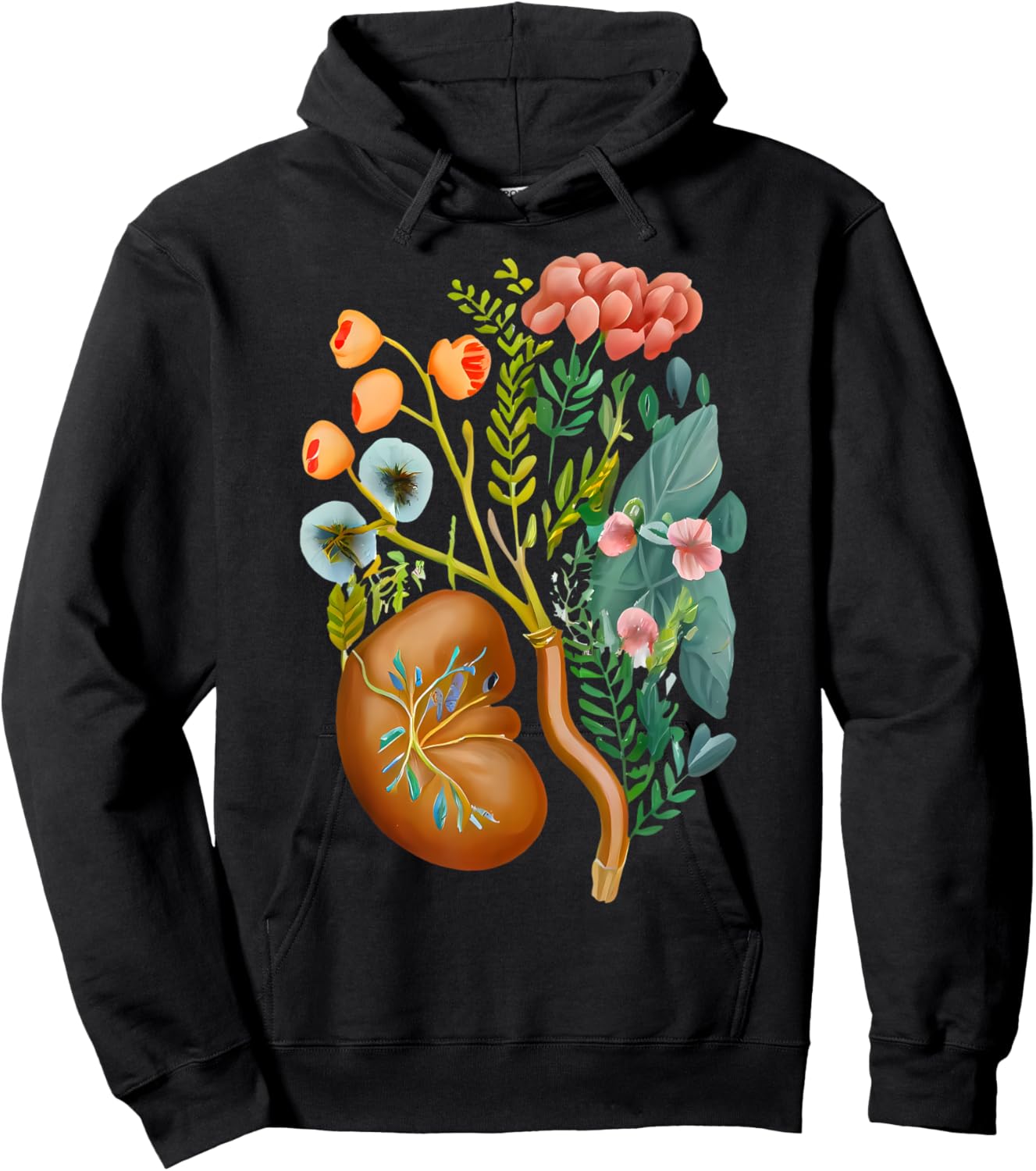 Floral Kidneys Anatomy Dialysis Nurse Kidney Surgery Hoodie - Hoodie | Black