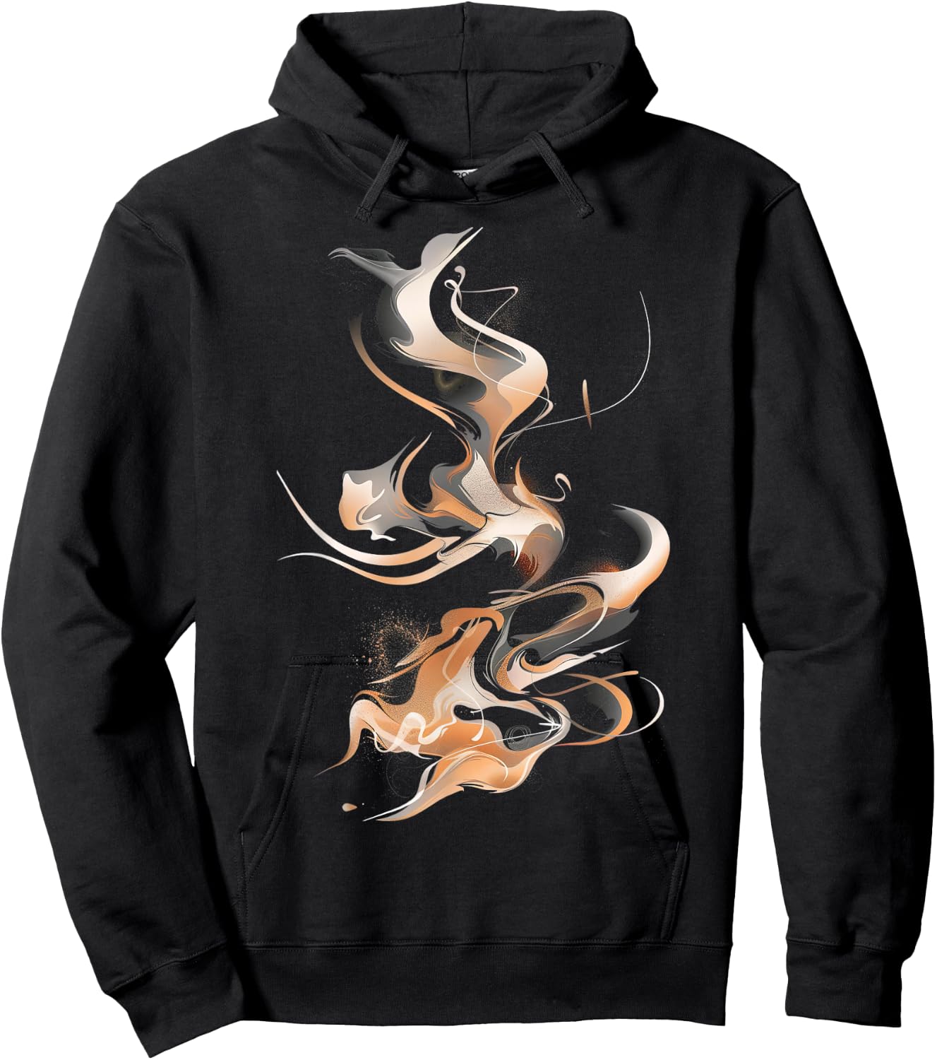 Smoke Swirls In Orange And Black Graphic Hoodie - Hoodie | Black