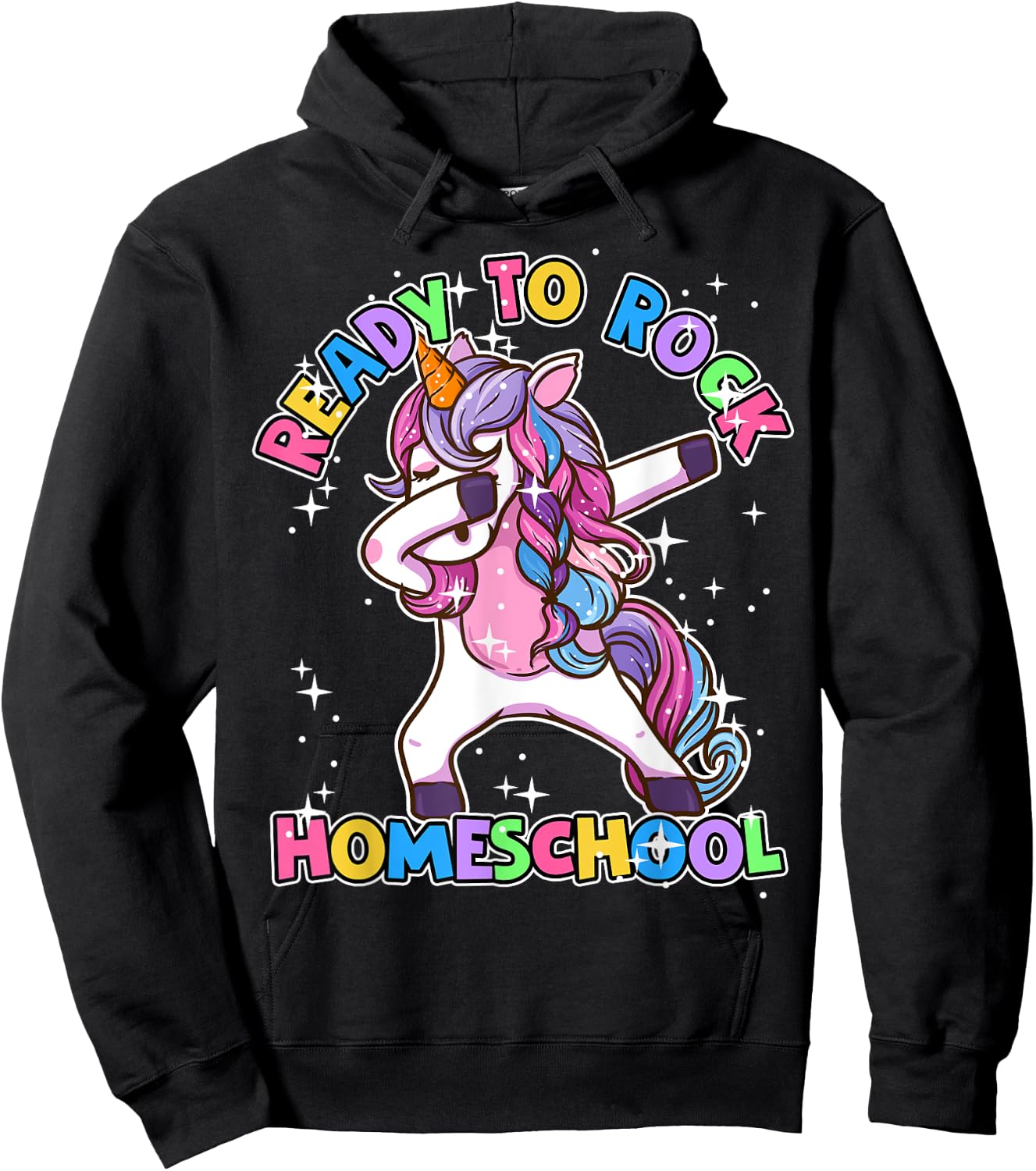 Homeschool Unicorn First Day Of School Outfit Girls Hoodie - Hoodie | Black