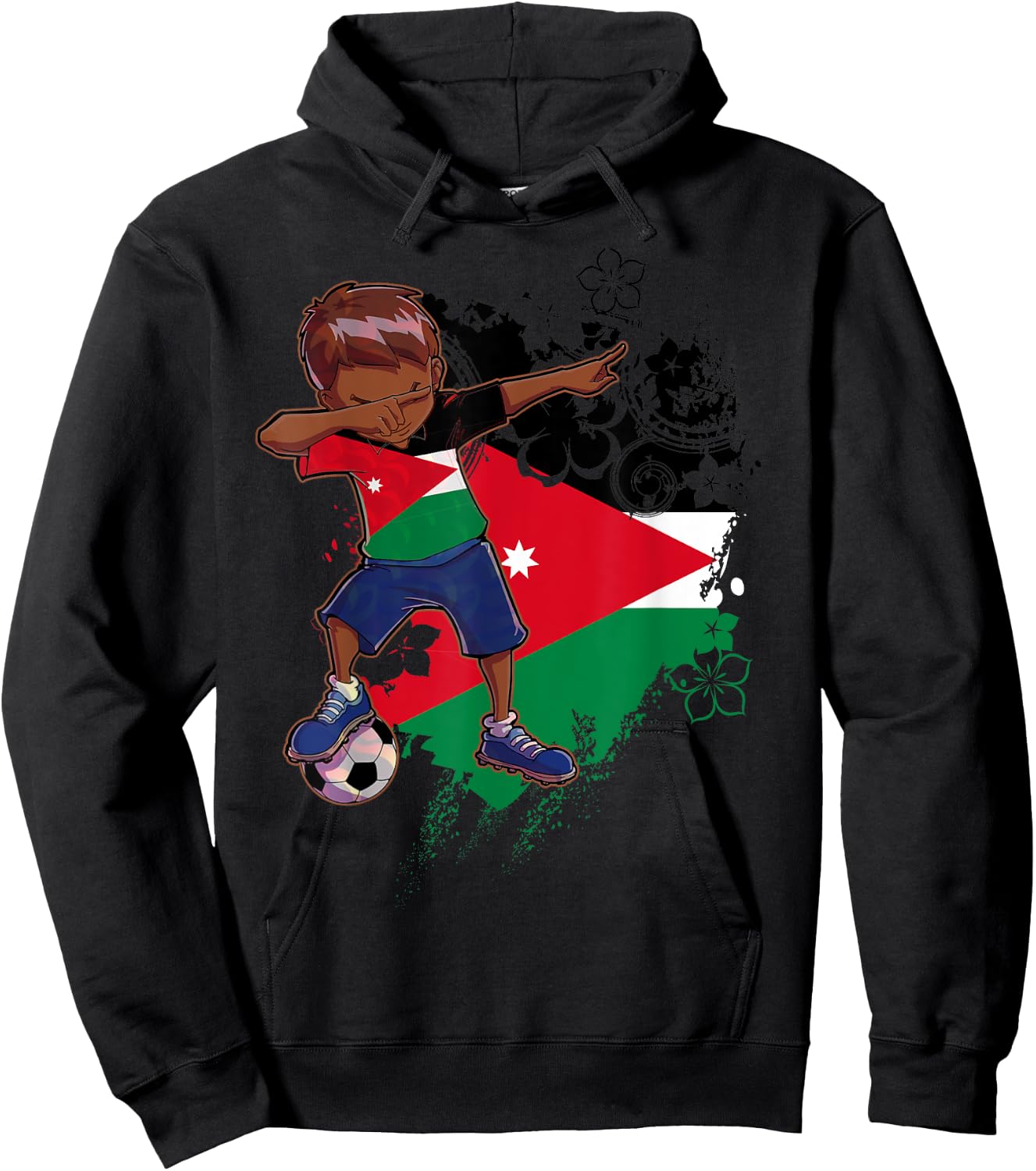 Dabbing Boy Jordanian Jordan Flag Kids Dab Dance Hoodie - Hoodie | Black