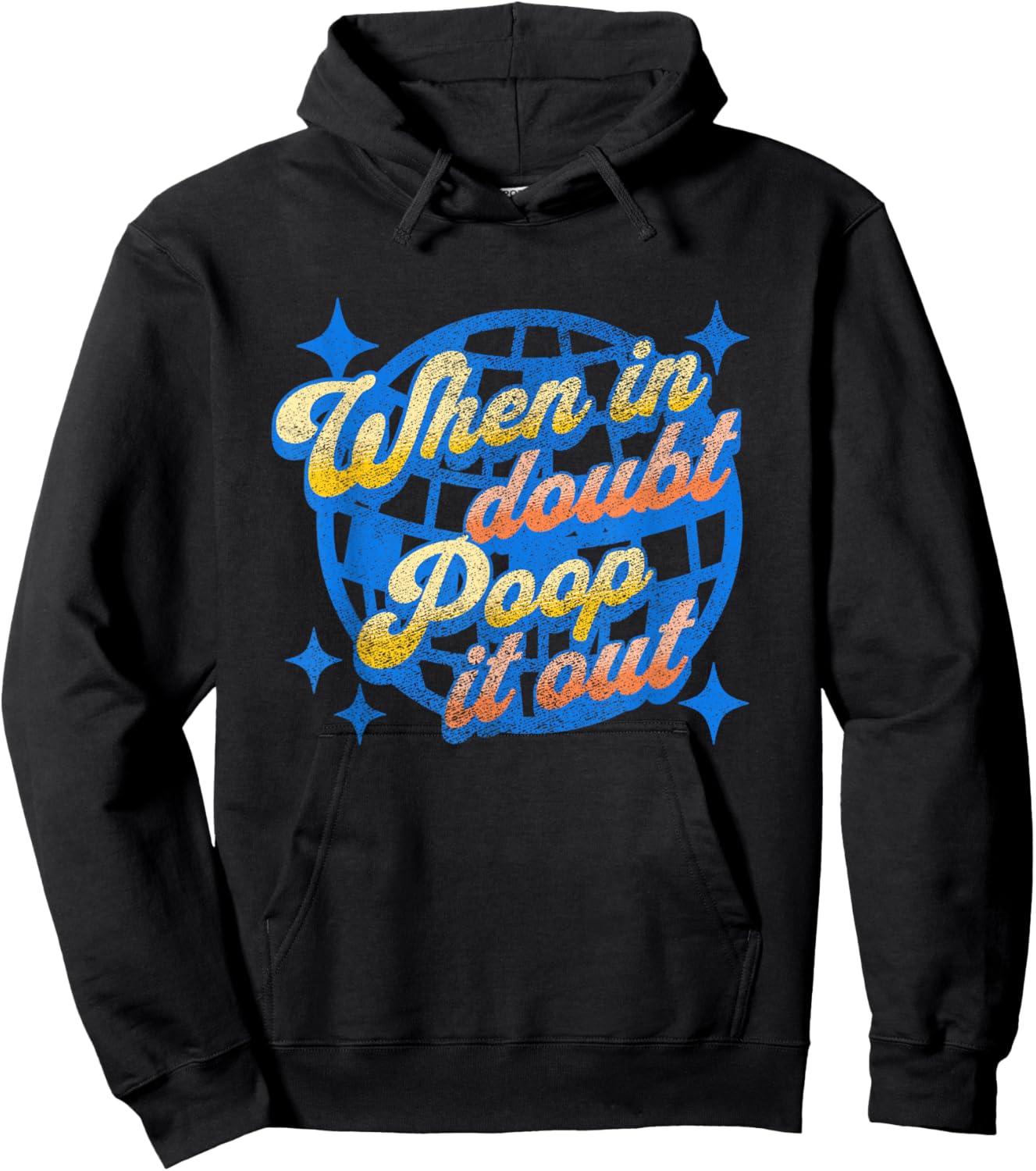 Funny Ironic Sarcastic Sayings Cynical Unique When in Doubt Poop it Out Funny Toilet Adult Humor Meme -Adults X-Small Black Short Sleeve Hoodie - Hoodie | Black