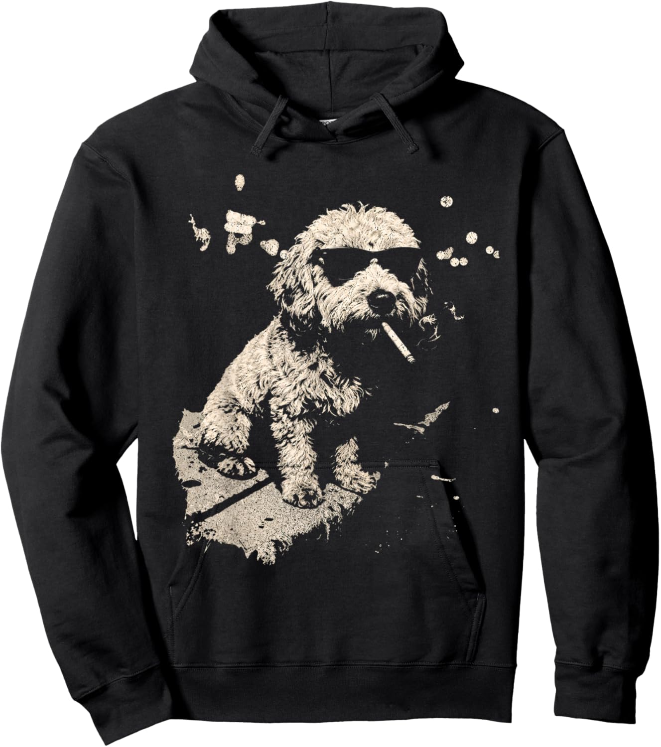 Funny Dog Smoking Goldendoodle Cigarette Cool Dog Design Hoodie - Hoodie | Black
