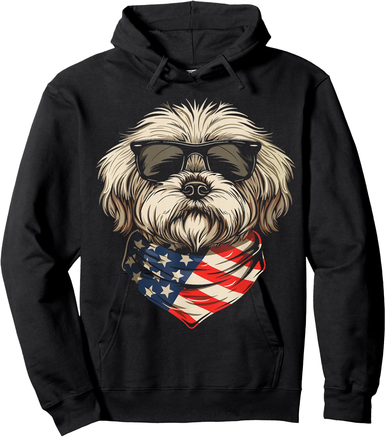 Patriotic American Shih Tzu USA Flag Dog 4th Of July Hoodie - Hoodie | Black