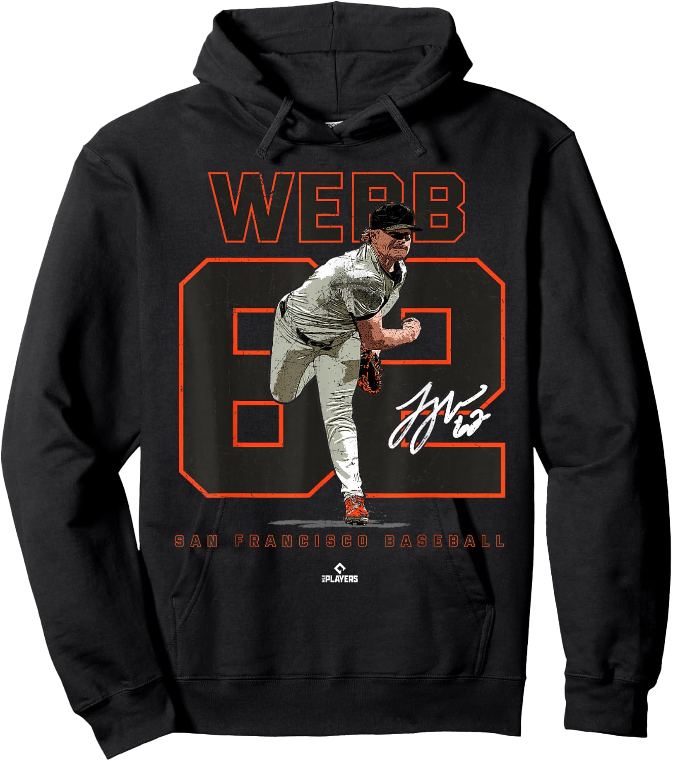 Number and Portrait Logan Webb San Francisco MLBPA Hoodie - Hoodie | Black