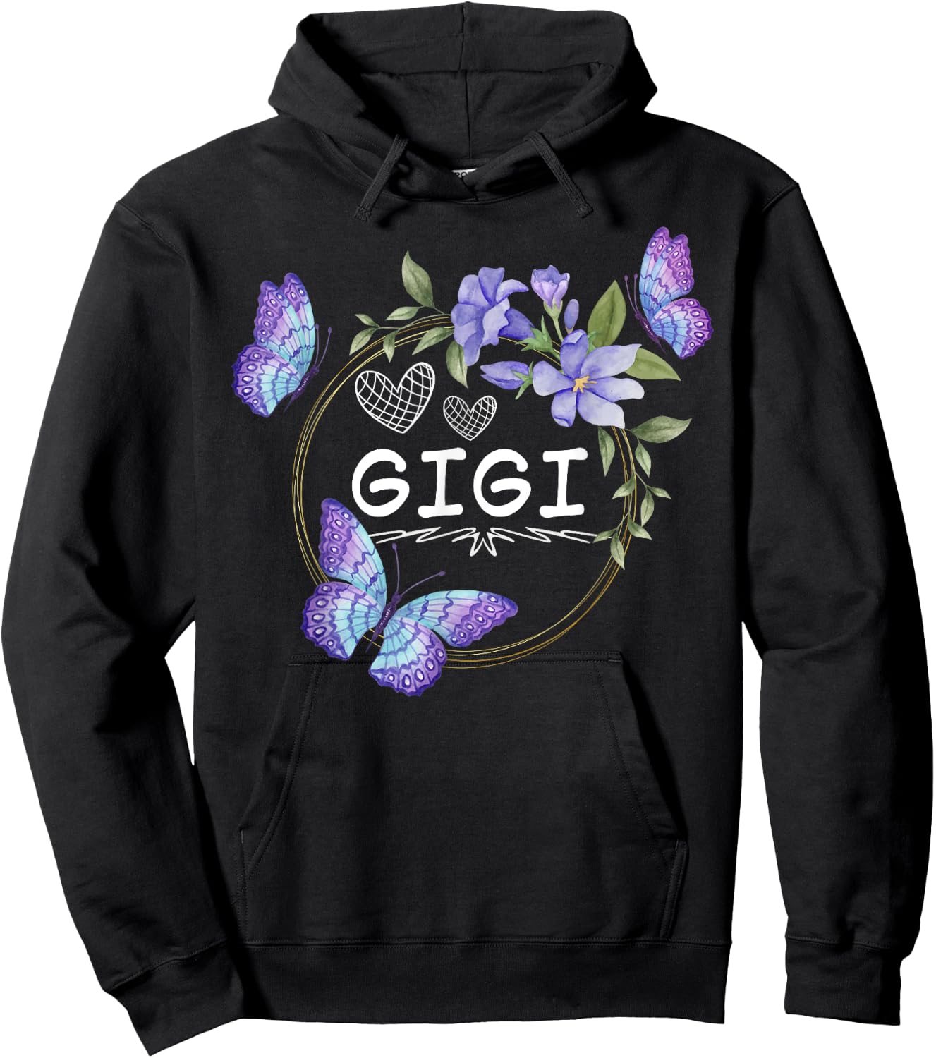 Gigi shirt with butterflies Mother's Day Hoodie - Hoodie | Black