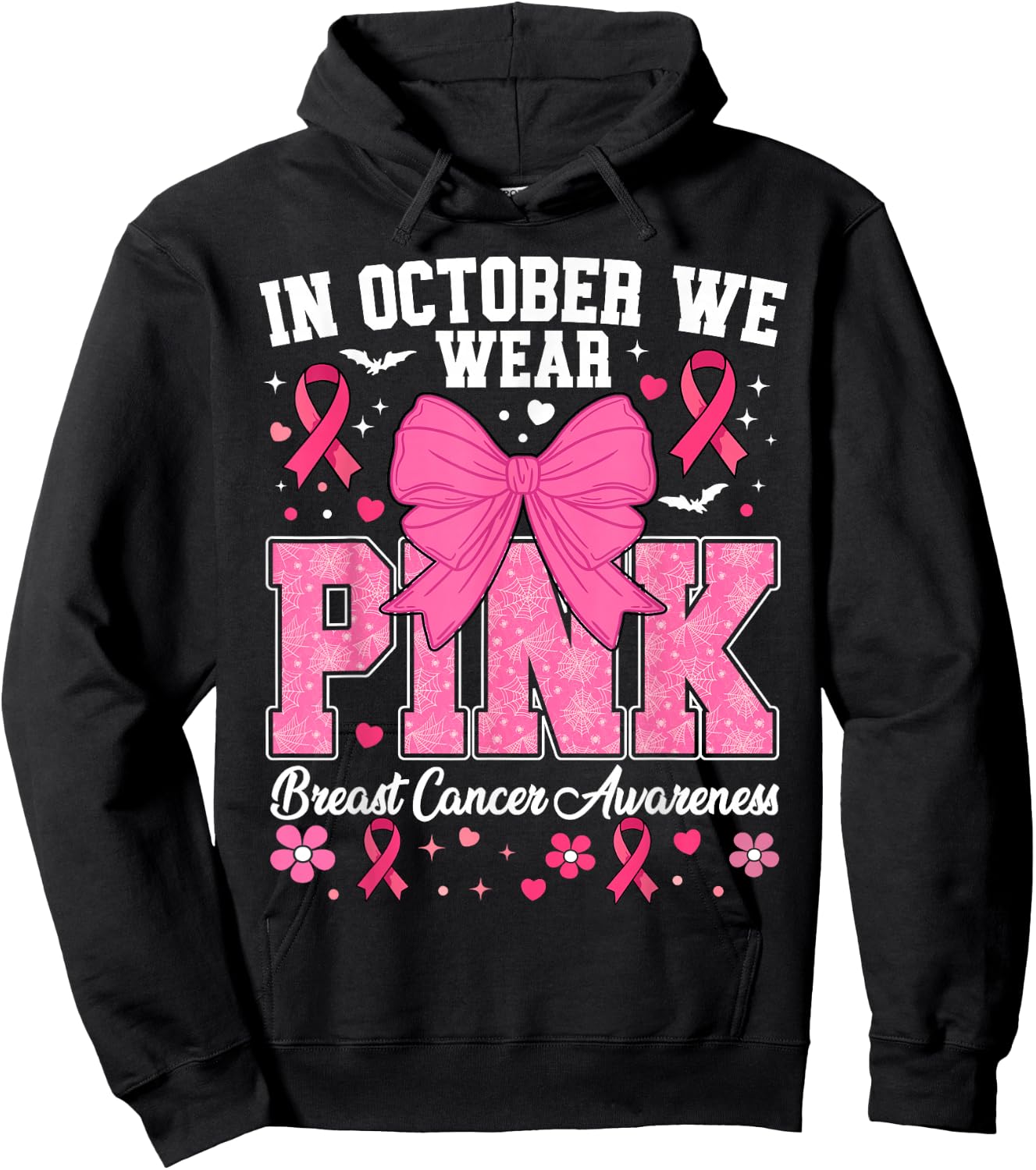 In October We Wear Pink Breast Cancer Awareness Hoodie - Hoodie | Black