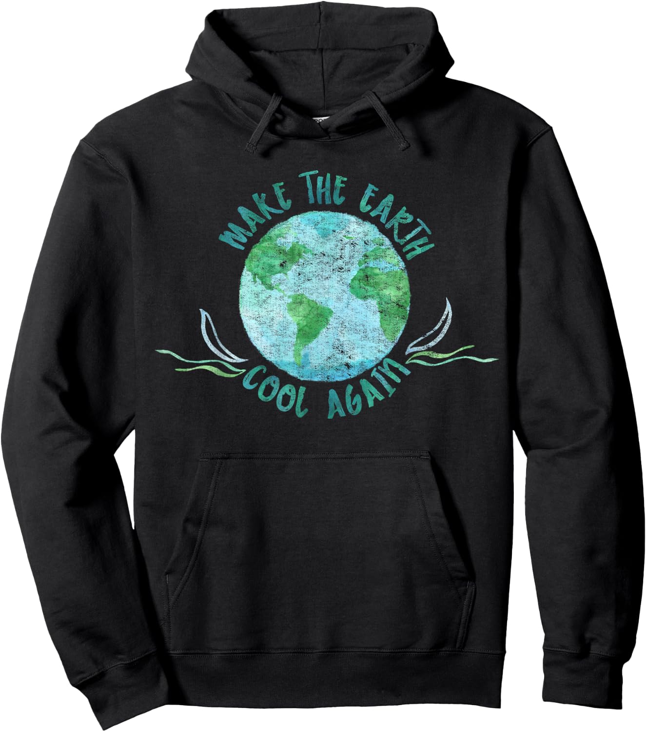 Make the Earth Cool Again - Watercolor Environmental Design Hoodie - Hoodie | Black