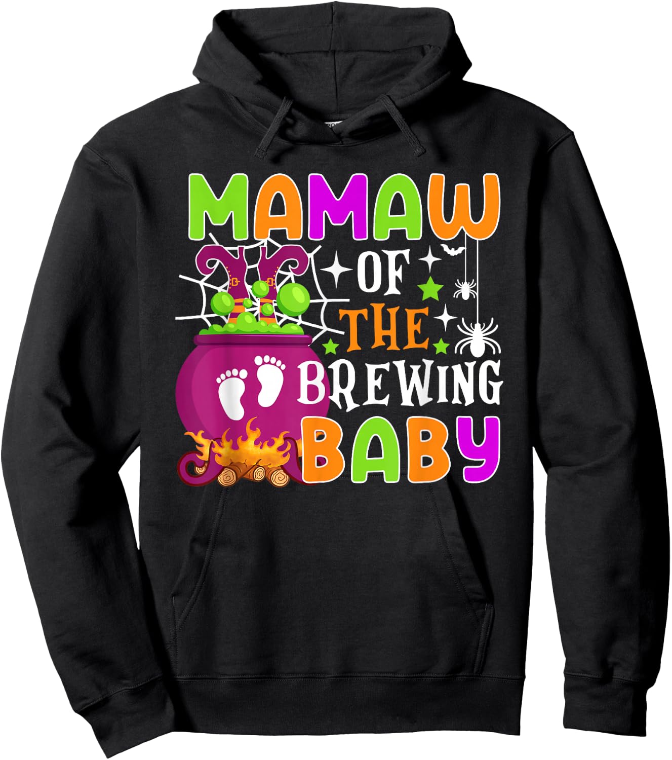 Mamaw of Brewing Baby Halloween Theme Baby Shower Spooky Hoodie - Hoodie | Black