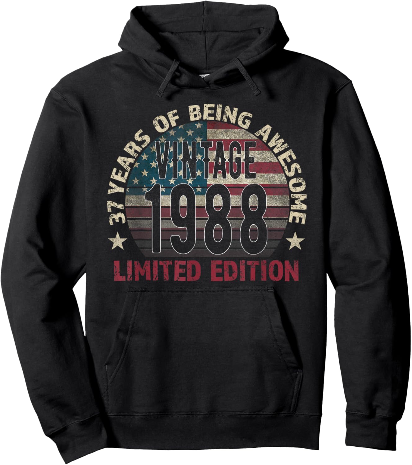 37th Birthday Gift men Vintage born 1988 turning 37 Year Old Hoodie - Hoodie | Black