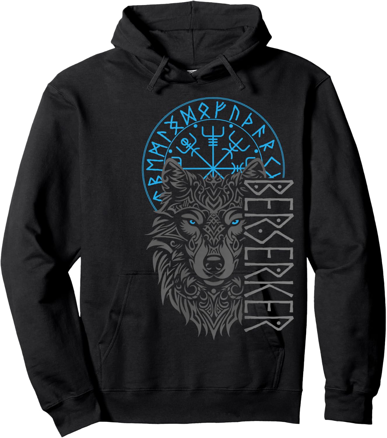 Berserker & Viking Compass - Nordic Wolf Design Hoodie - Hoodie | Black