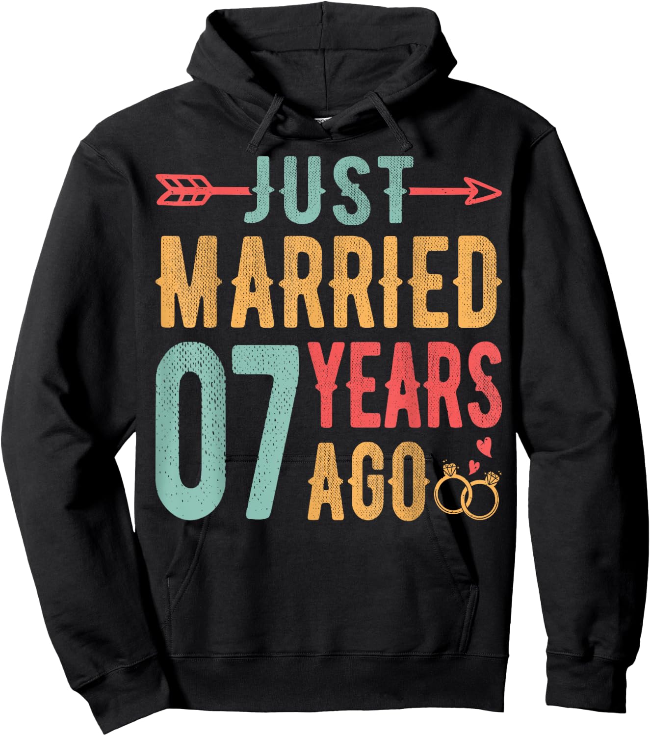 Just Married 7 Years Ago - 7th Wedding Anniversary Couple Hoodie - Hoodie | Black