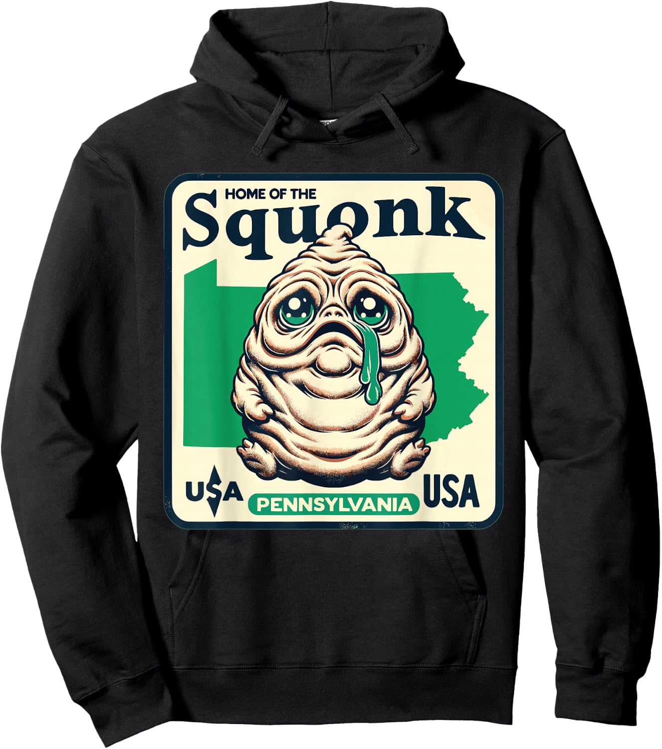 Home State Squonk Pennsylvania Sad Emo Cryptid Design Hoodie - Hoodie | Black