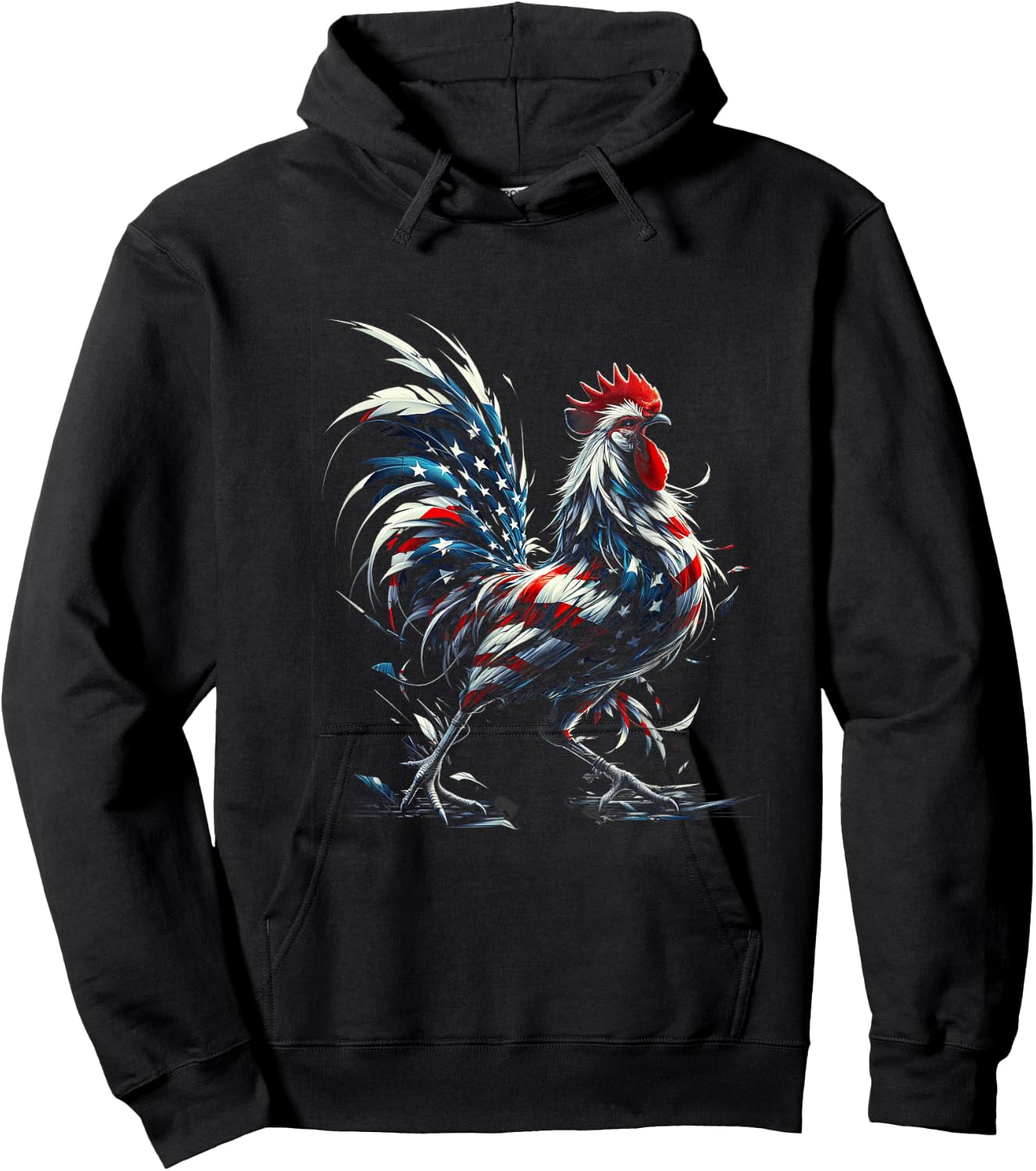 American Flag Rooster Chicken 4th of July Animal Hoodie - Hoodie | Black