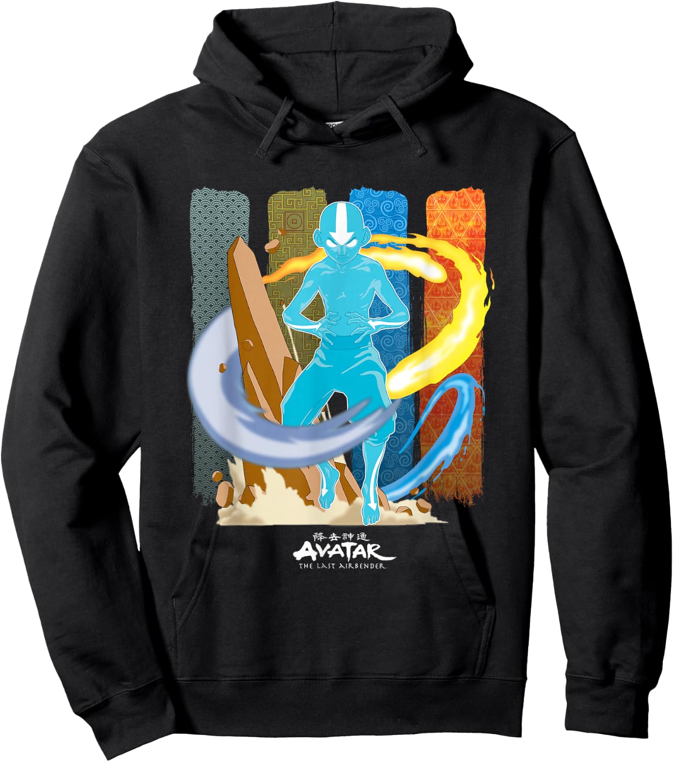 Avatar: The Last Airbender Aang Avatar Nations Unite Panels Hoodie - Hoodie | Black