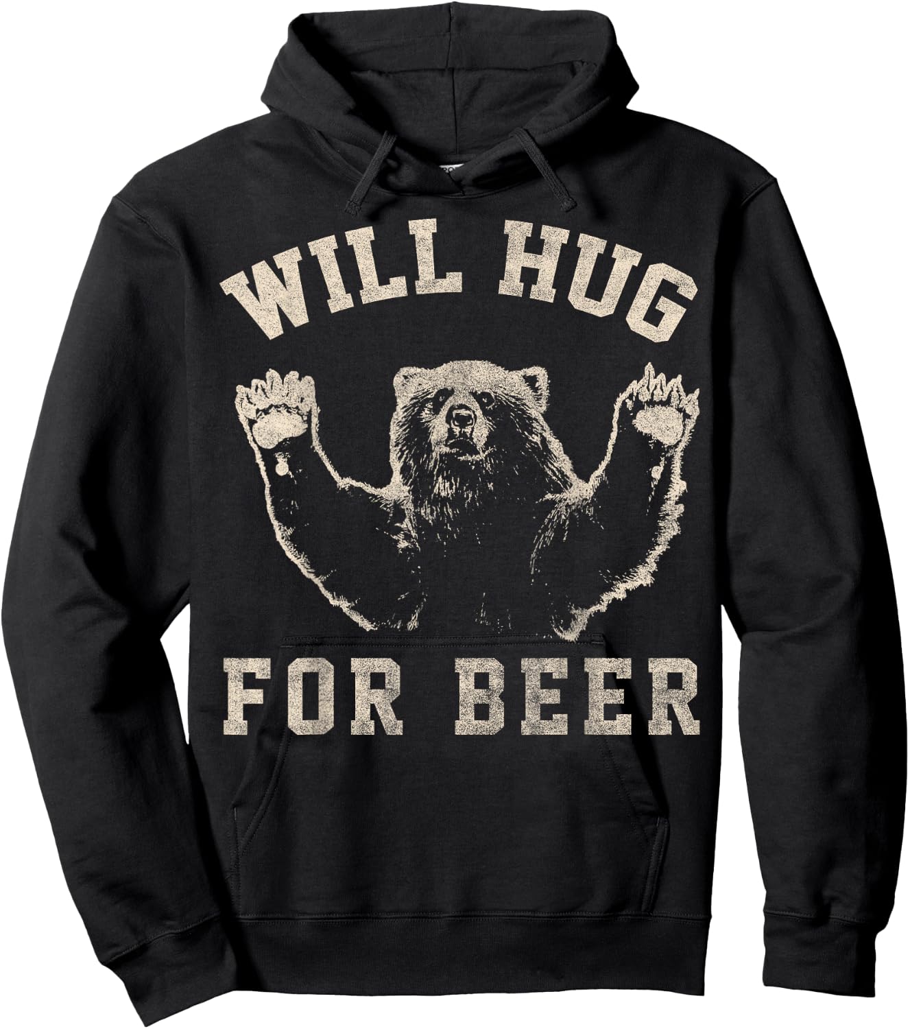 Will Bear Hug For Beer Vintage Collegiate Hoodie - Hoodie | Black