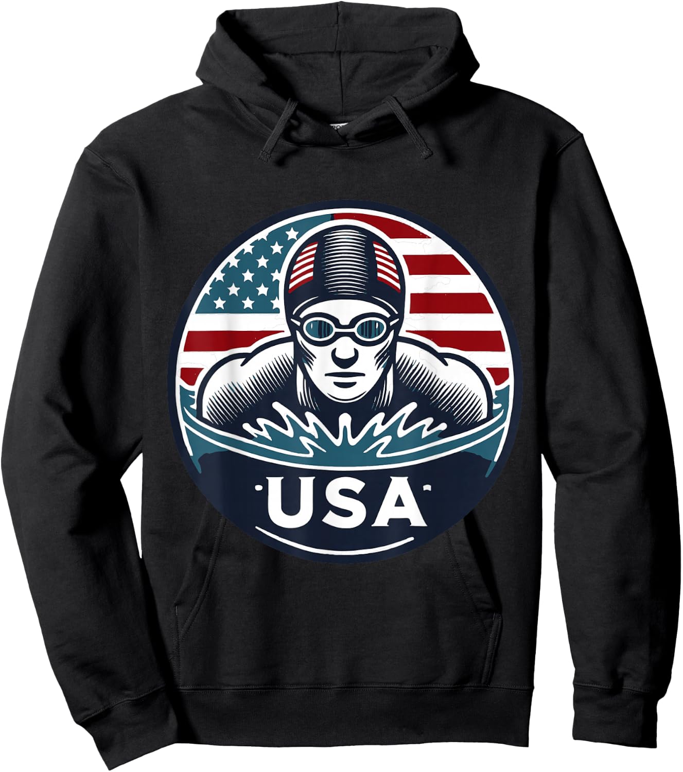 Team USA Olympic Swimmer Graphic Design Hoodie - Hoodie | Black