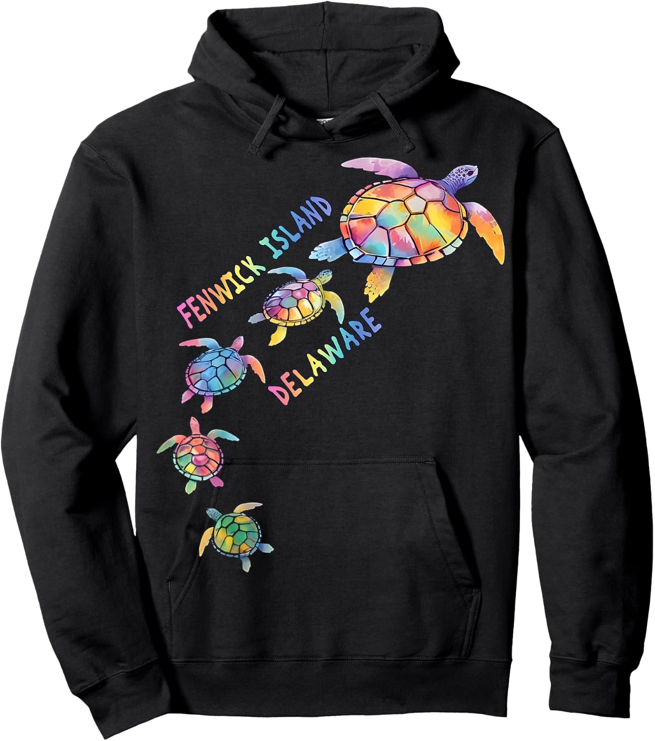 Fenwick Island Beach Delaware Sea Turtle Lover Beach Men Women Girls Kids Hoodie - Hoodie | Black