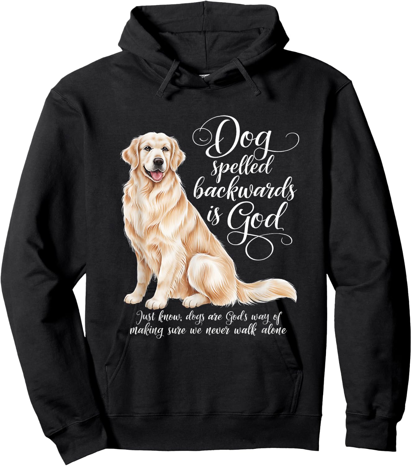 Dog Spelled Backwards is God English Cream Golden Retriever Men Women Girls Kids Hoodie - Hoodie | Black