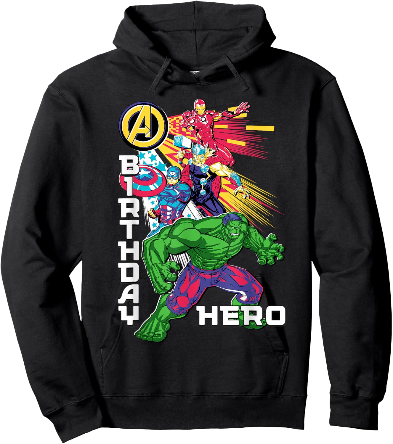 Marvel Super Heroes Avengers Team & Logo Birthday Hero Hoodie - Hoodie | Black