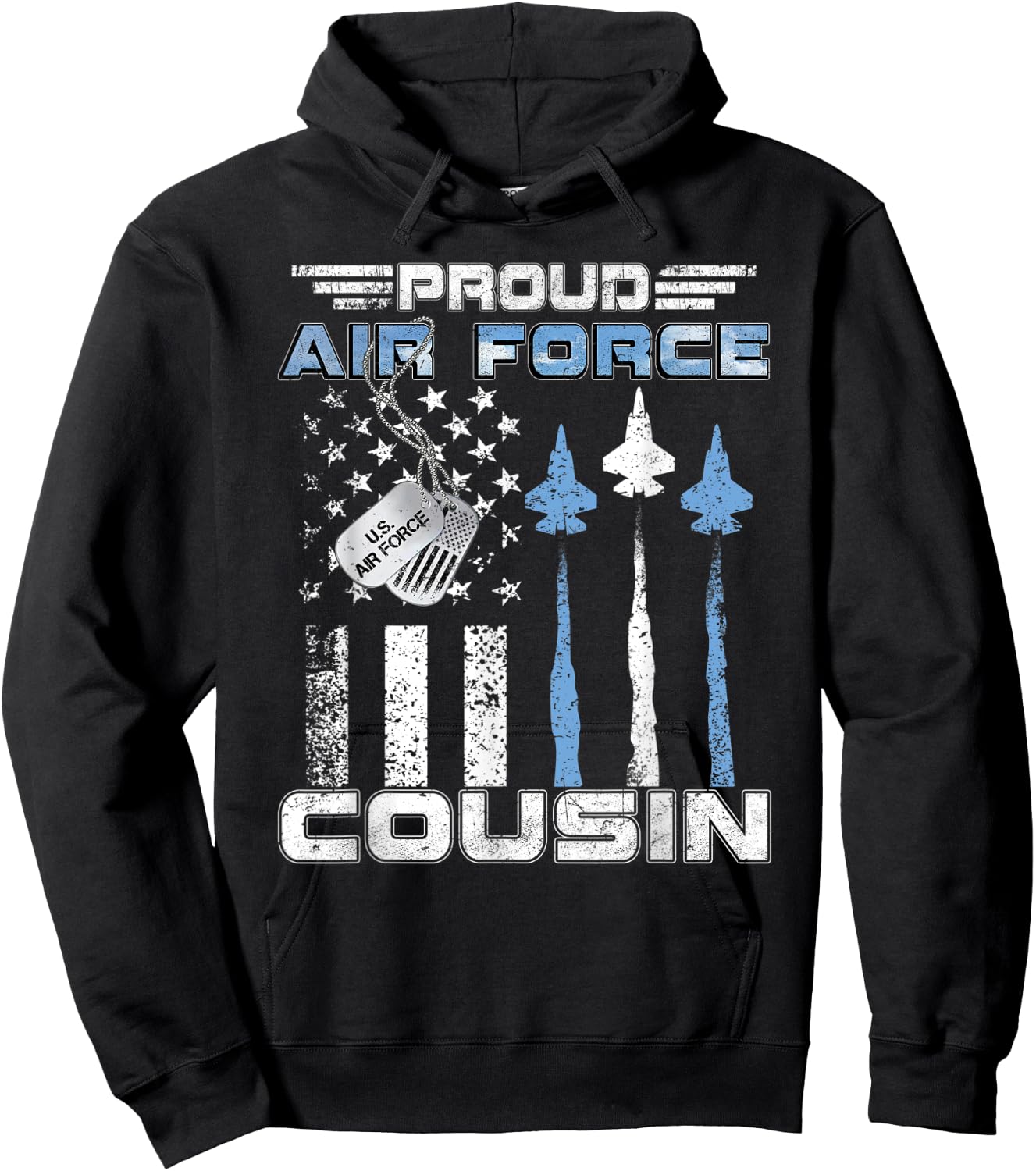 Proud Air Force Cousin Air Force Graduation Cousin USAF Gift Hoodie - Hoodie | Black